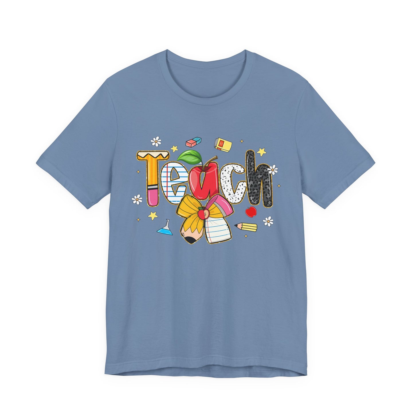 Teacher Floral Pencil Tee - "Teach" Cute School T-Shirt for Educators