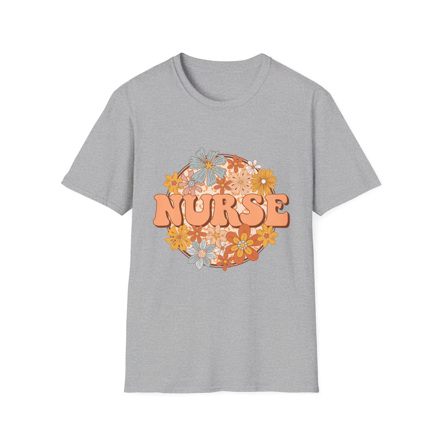 Nurse Floral Retro Tee — "NURSE" Vintage Flower Graphic T-Shirt