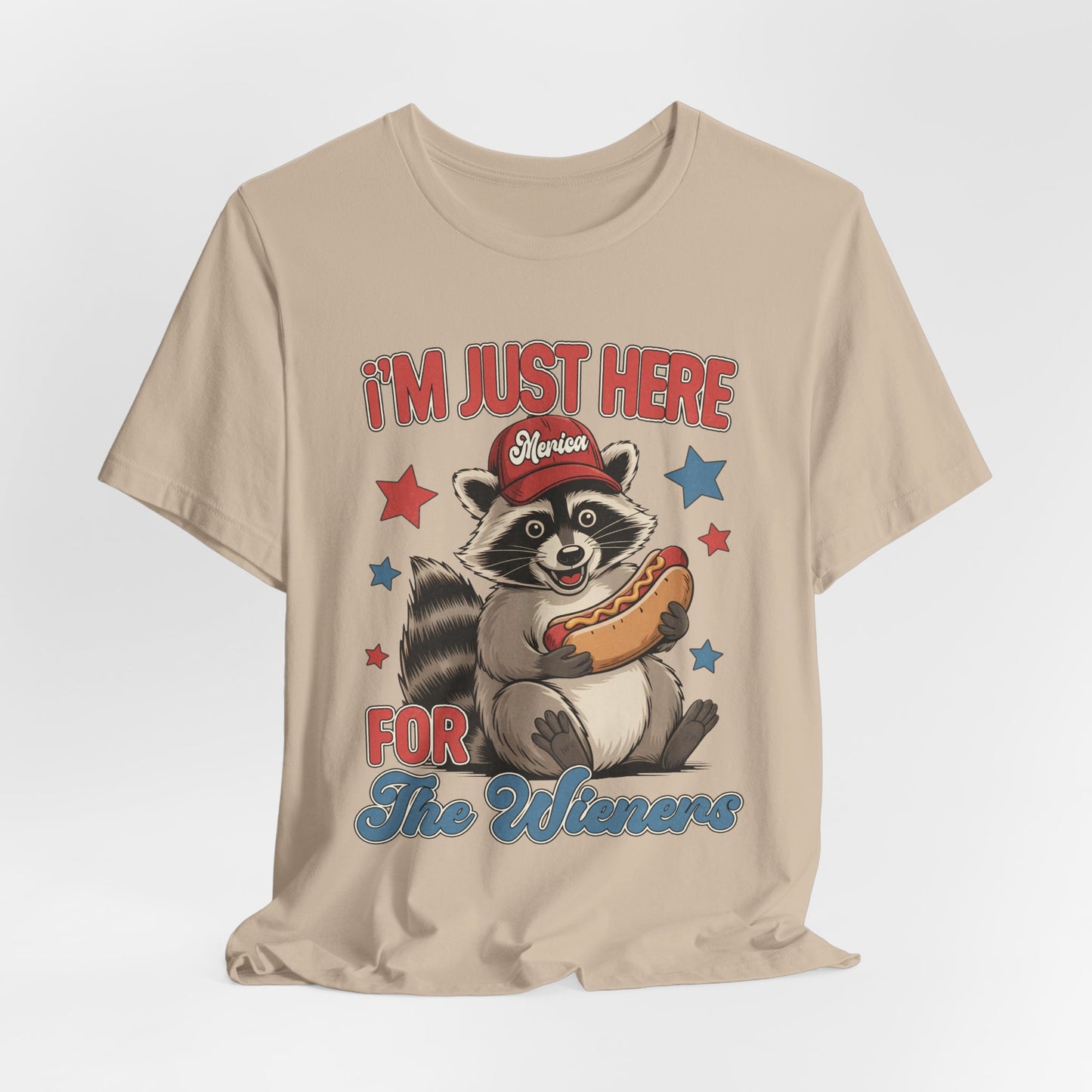 Patriotic Raccoon Hot Dog Tee — “I'm Just Here For The Winans” Graphic T-Shirt