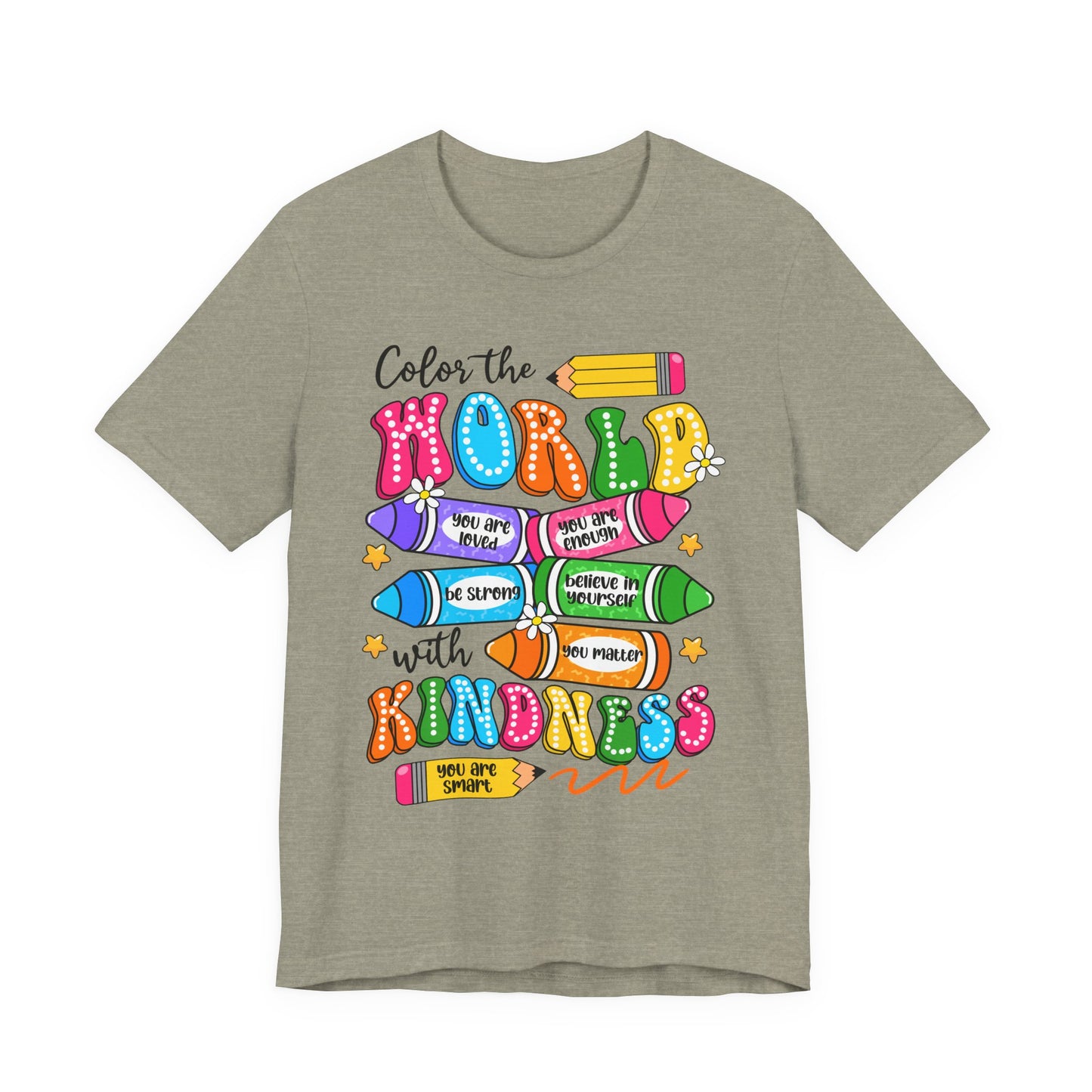 Color the World with Kindness T-Shirt — Kids & Teachers Positive Message Tee