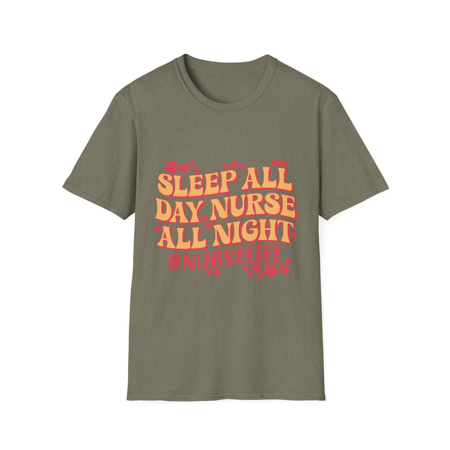 Nurse Life T-Shirt - "Sleep All Day, Nurse All Night" Retro Floral Tee