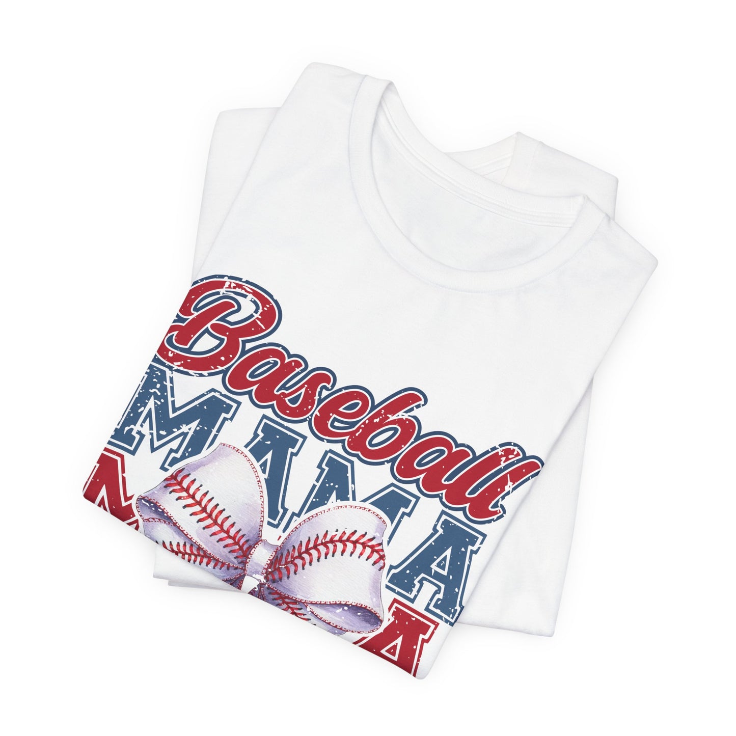 Baseball Mama Tee – Patriotic Bow Soft Cotton T‑Shirt for Baseball Moms