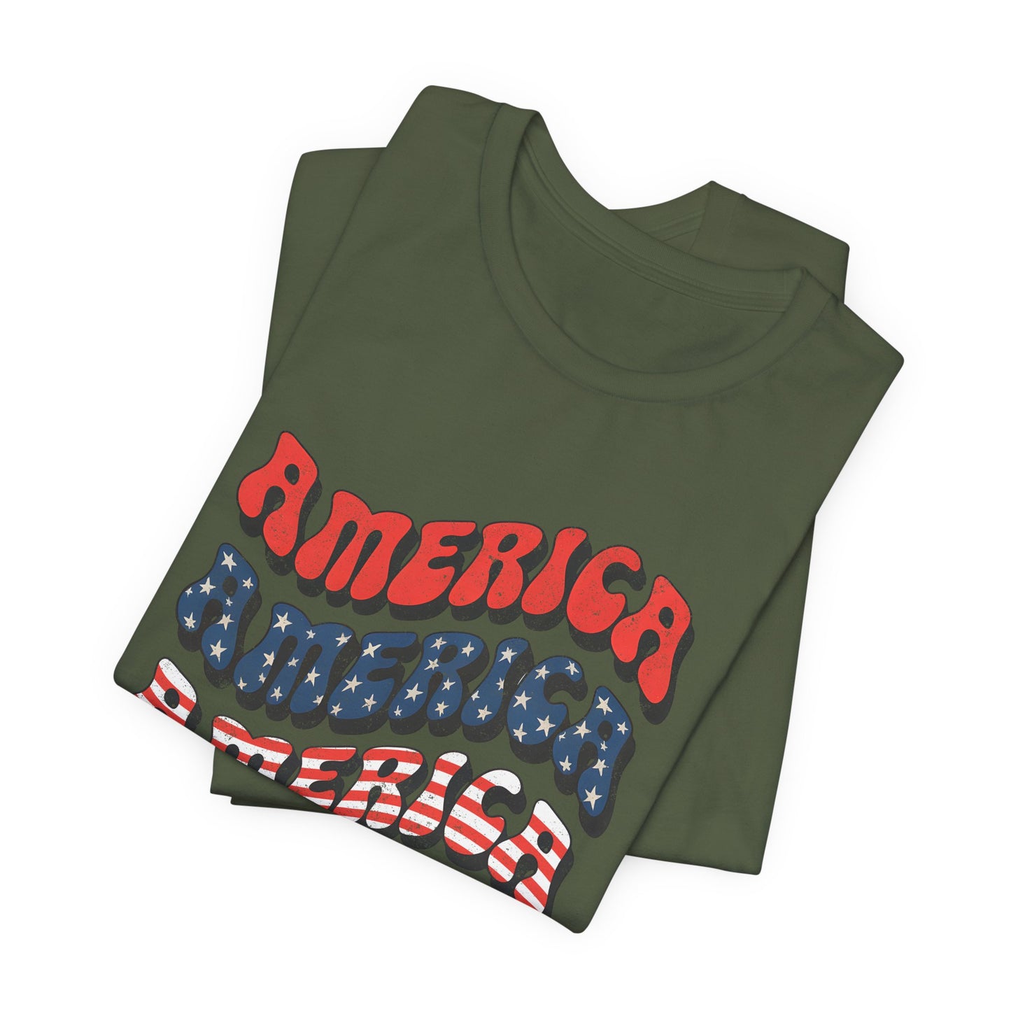 Patriotic "America" Retro Wave T-Shirt