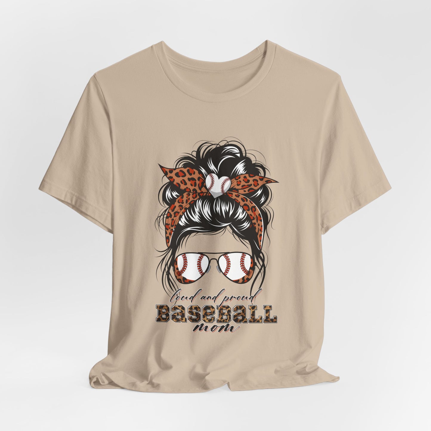 Baseball Mom Graphic Tee — Leopard Hairbow, Sunnies & "Baseball Mom" Text