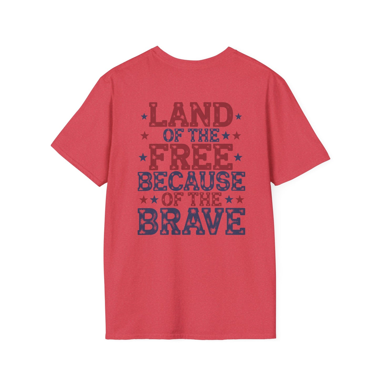 Patriotic Tee - "Land of the Free Because of the Brave" American Flag Bow