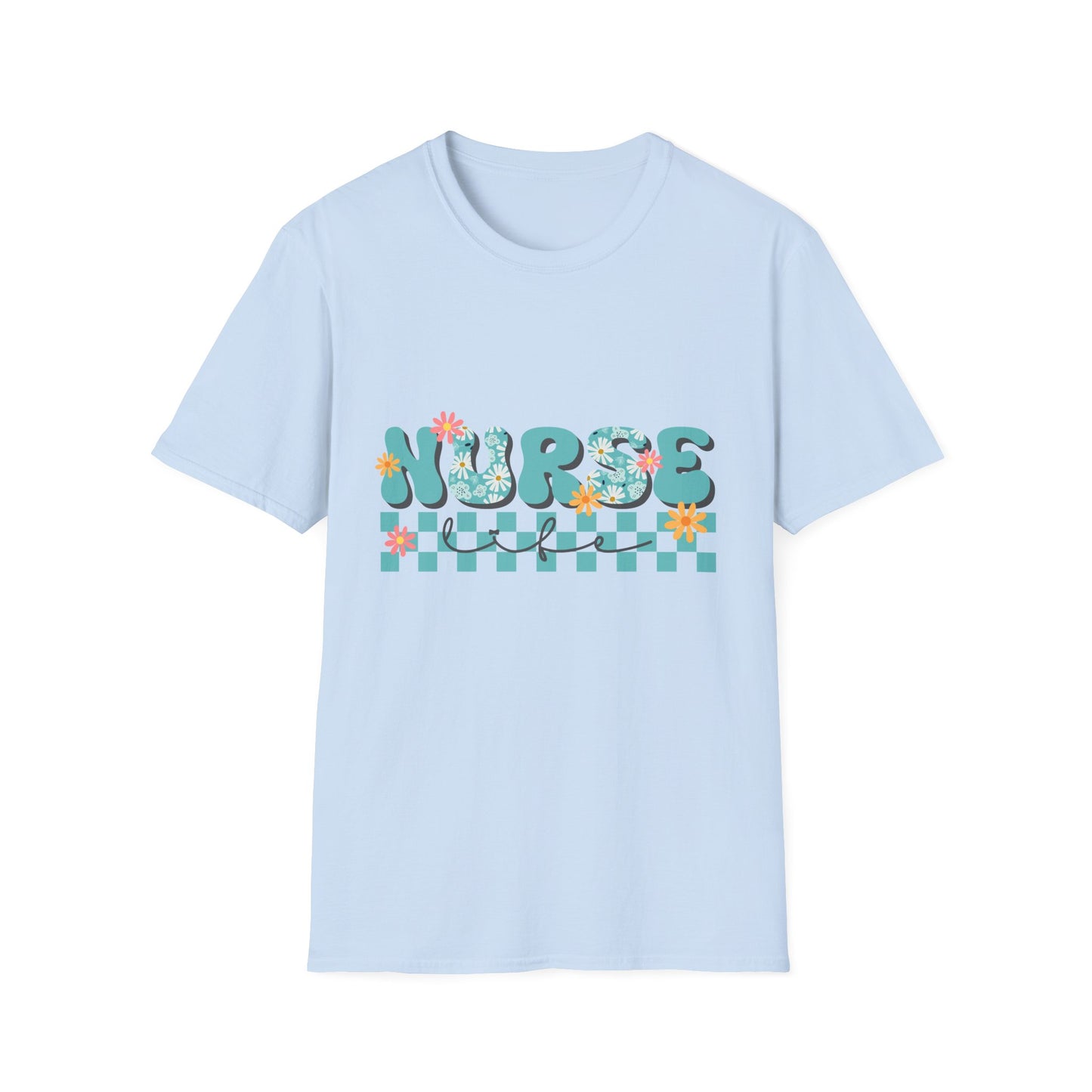 Nurse Floral Checkerboard T-Shirt