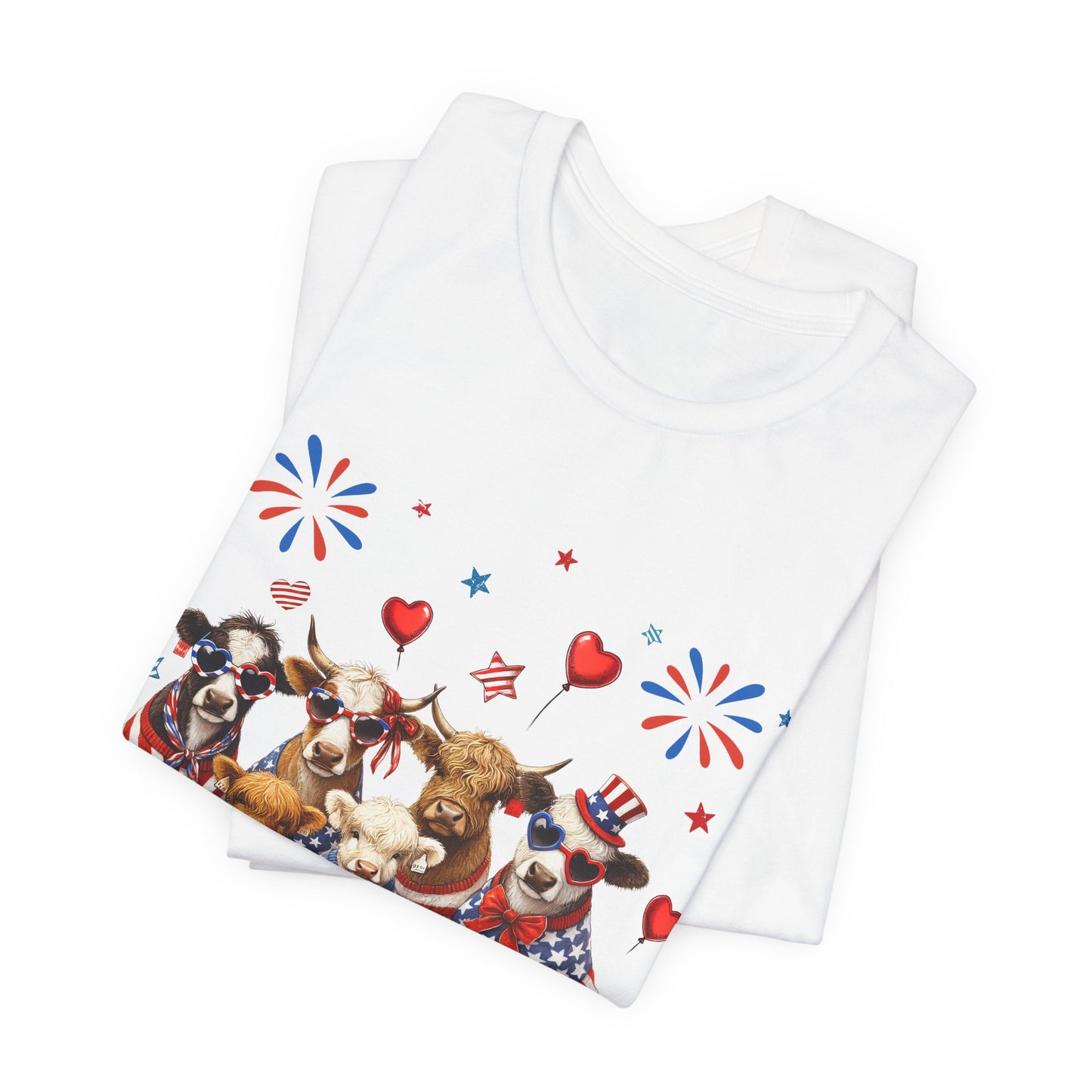 Patriotic CowsT-Shirt — Cute Cows in USA Outfit 4th of July Tee
