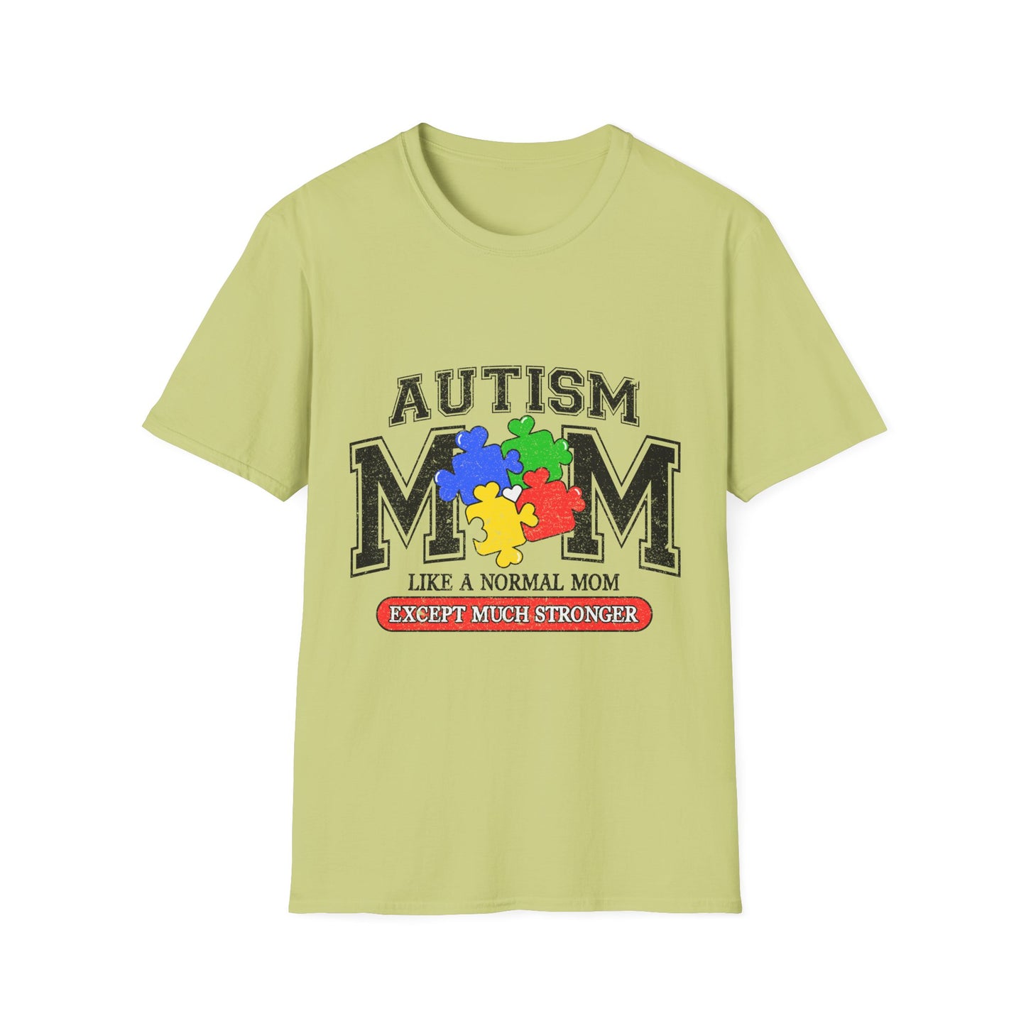 Autism Mom T-Shirt — "Like a Normal Mom Except Much Stronger" Puzzle Heart Tee