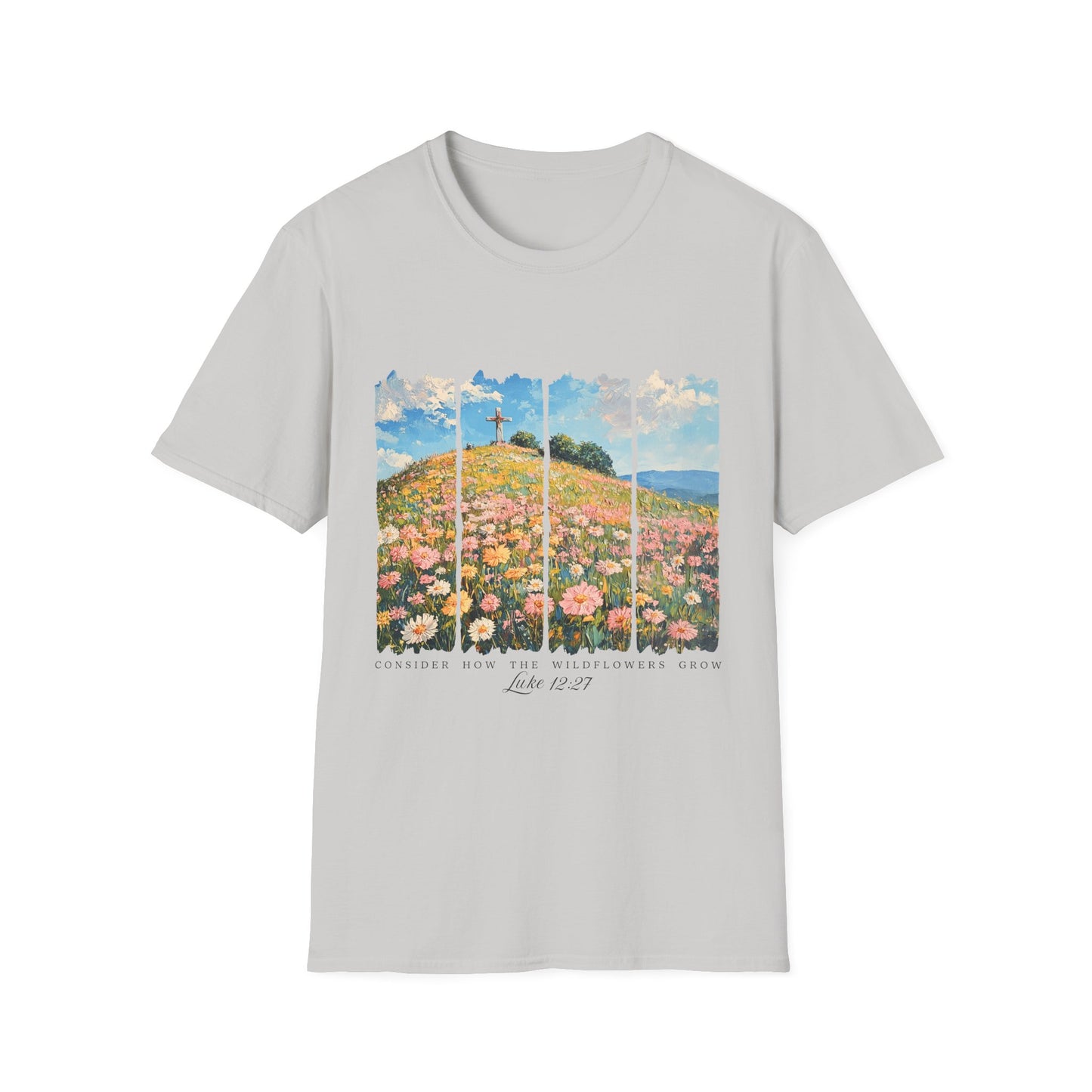 Wildflower Hills Scenic Tee — 'Live in It' Landscape Graphic T-Shirt