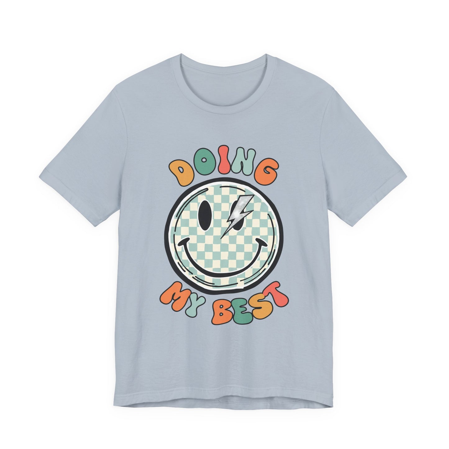 Doing My Best Smiley Tee — Retro Checkerboard Positive Message T‑Shirt