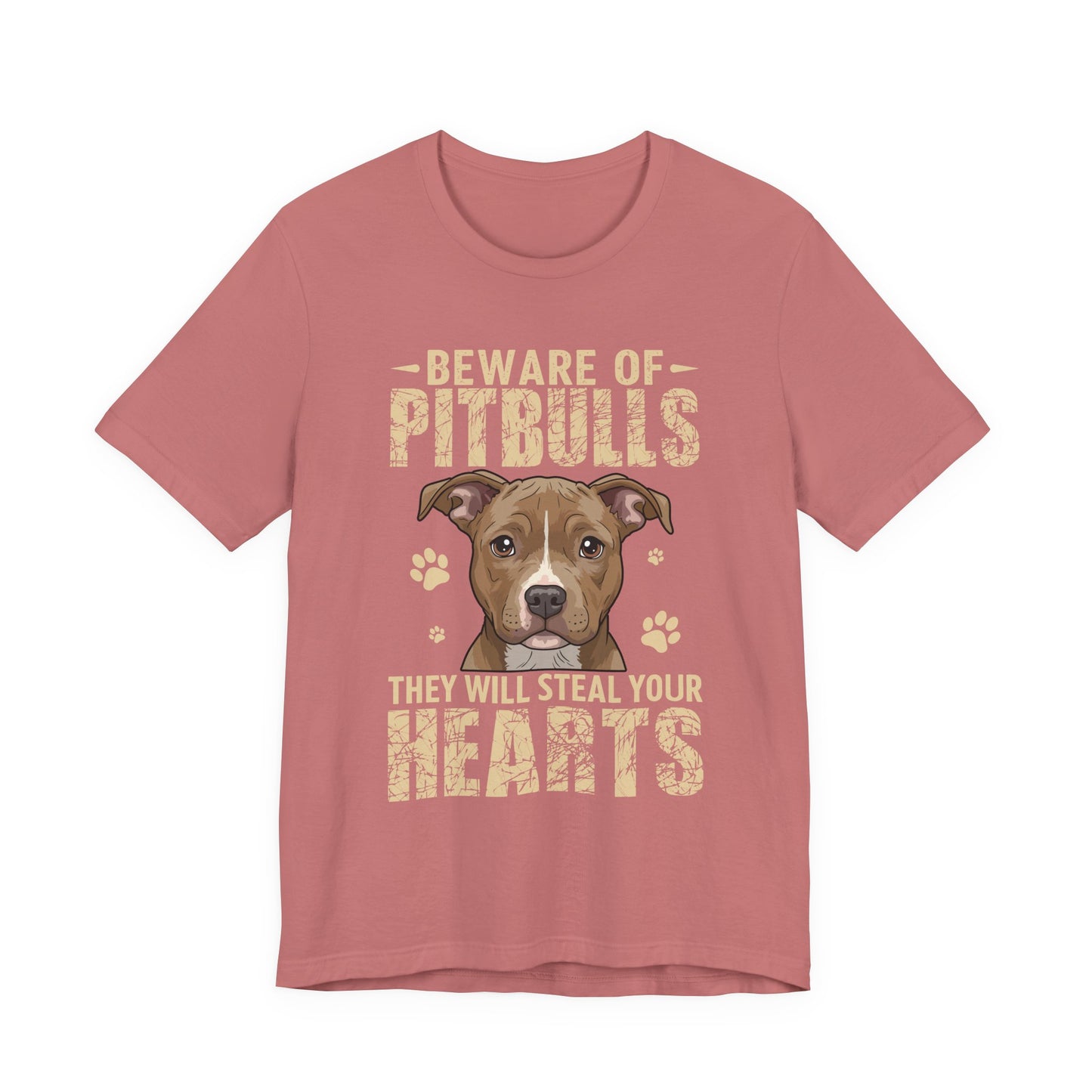 Pitbull Lover T-Shirt — "Beware of Pitbulls They Will Steal Your Hearts" Cute Dog Tee