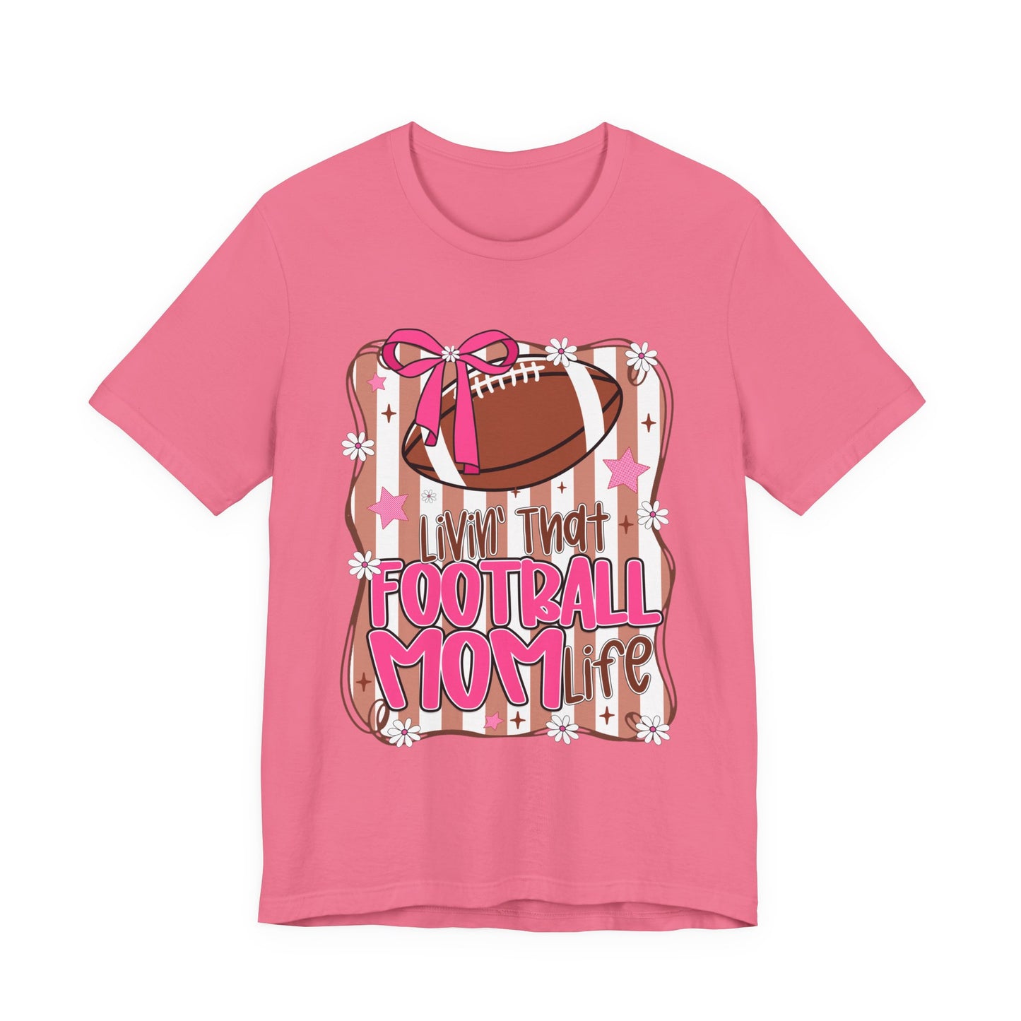 Football Mom Life T-Shirt — Pink Bow Football Mom Tee