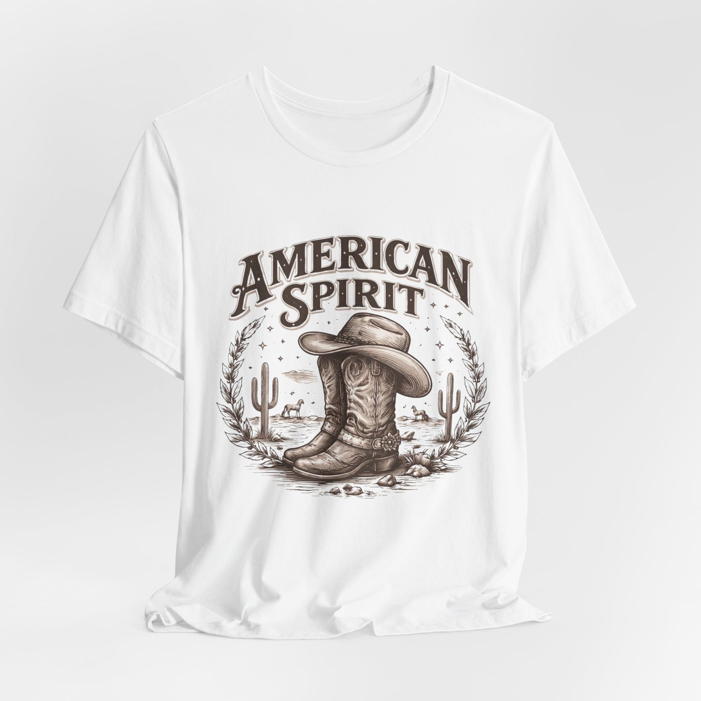 American Spirit Cowboy Tee — Western Boot & Cactus Vintage Graphic T-Shirt