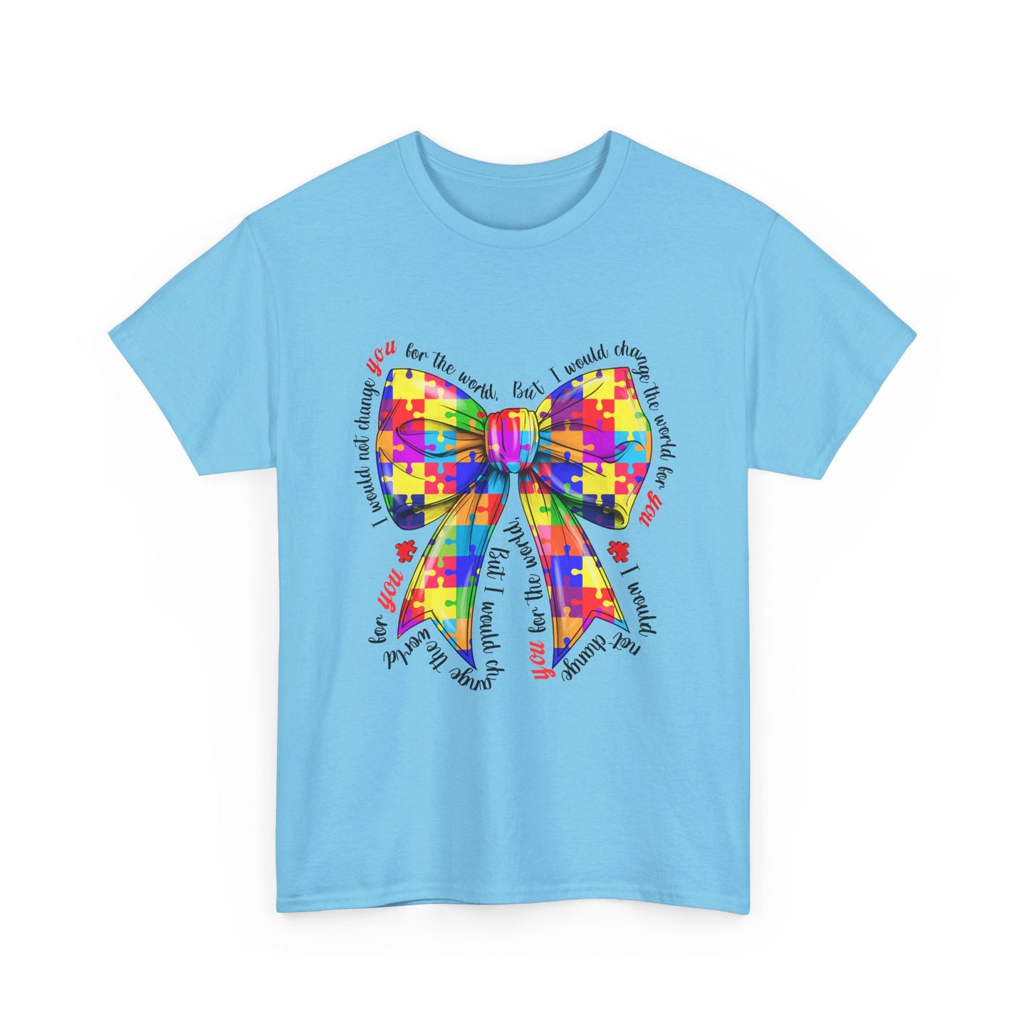 Autism Puzzle Ribbon Tee — Colorful Awareness Bow Shirt