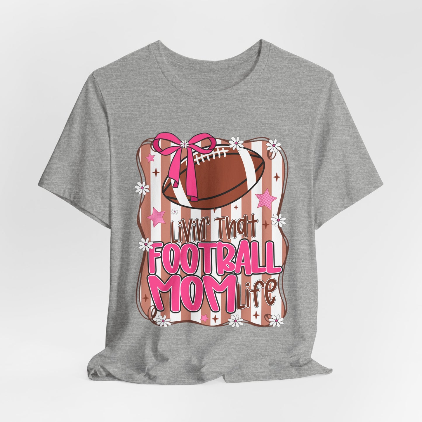 Football Mom Life T-Shirt — Pink Bow Football Mom Tee
