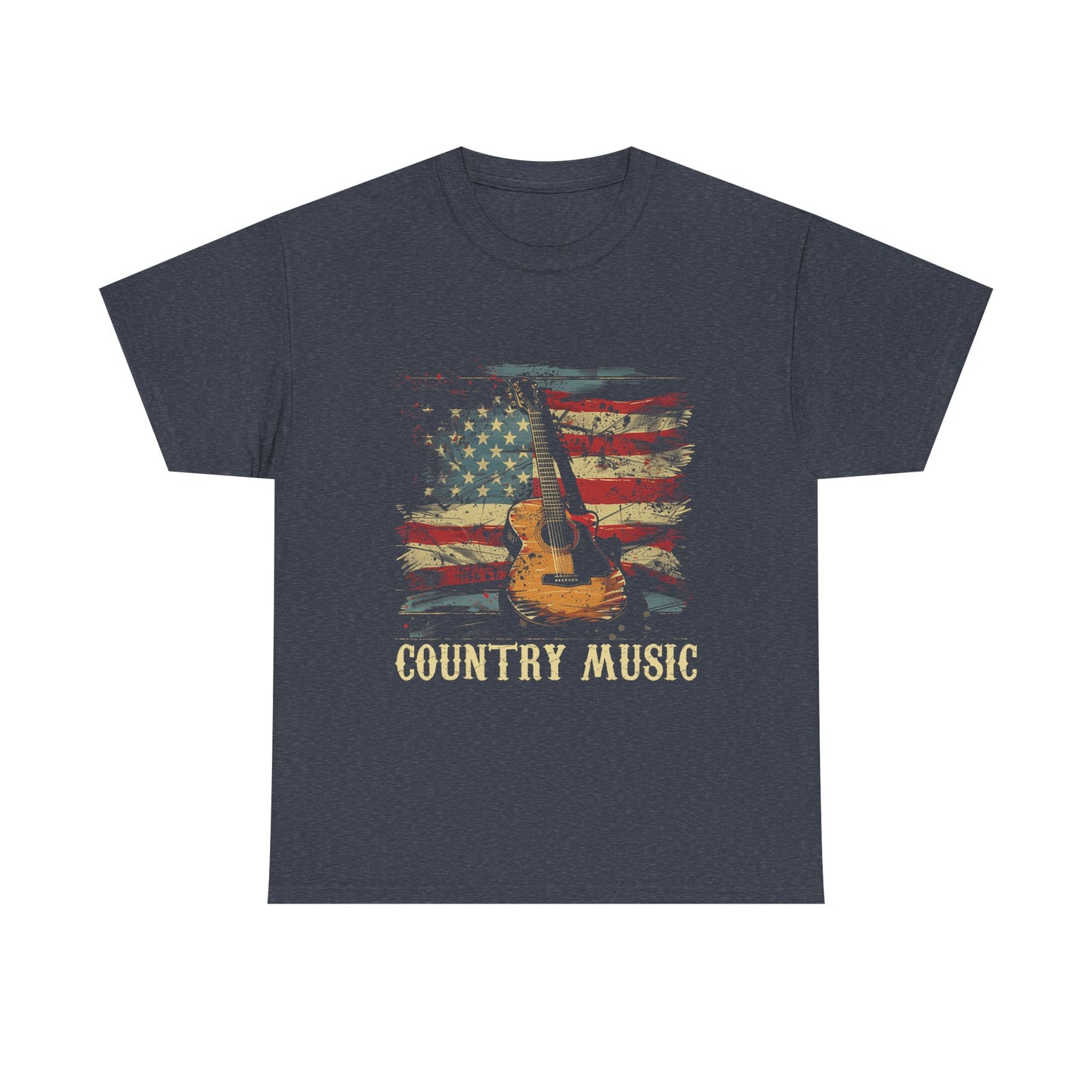 Country Music Guitar Tee — Vintage American Flag Acoustic Shirt