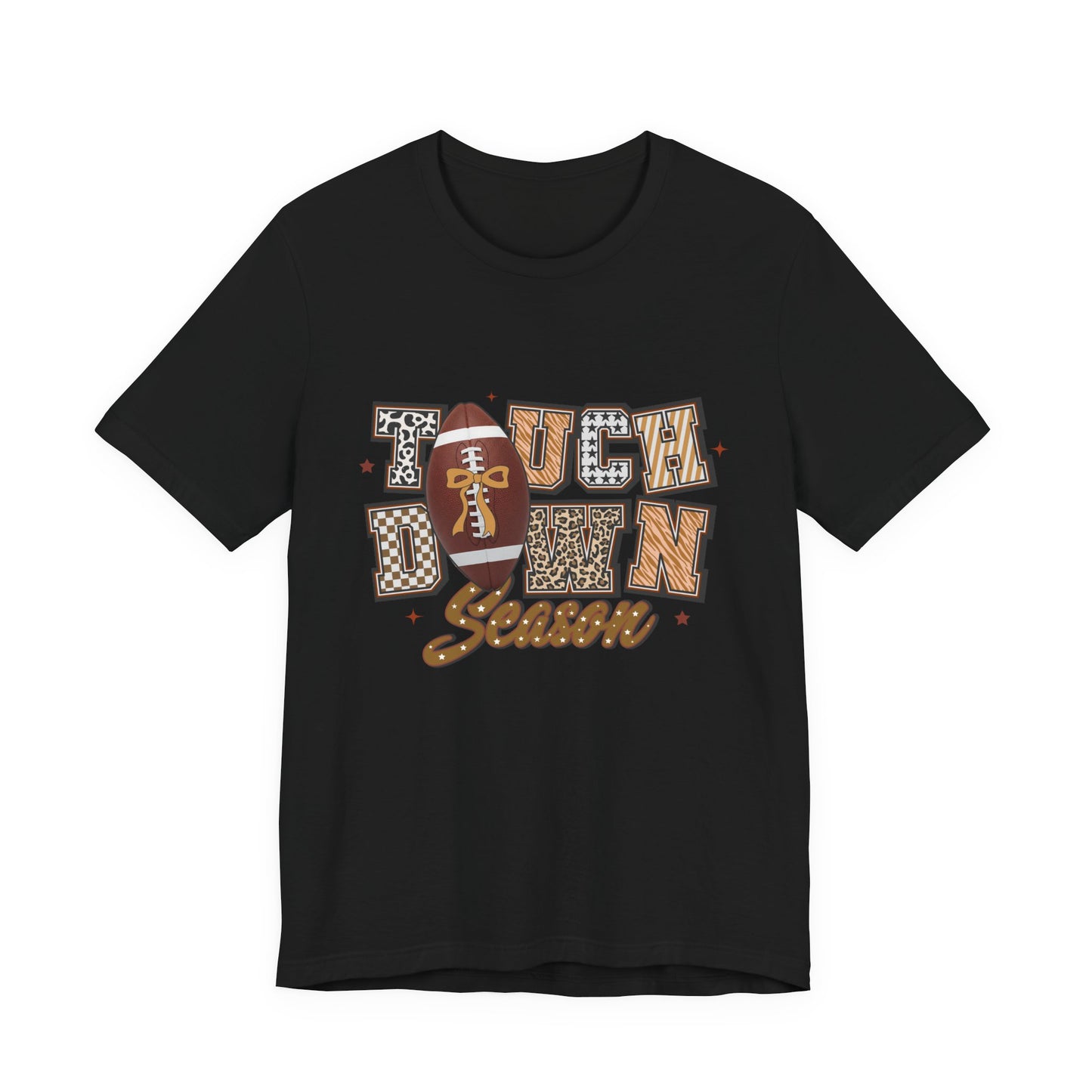 Touchdown Season Football T-Shirt — Retro Brown Leopard Print Design