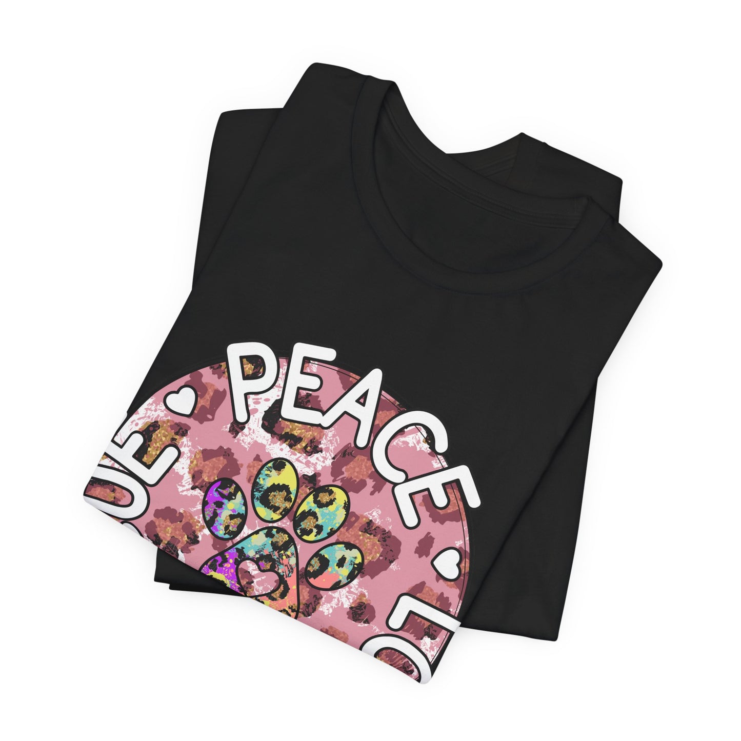 Peace Love Rescue Graphic Tee — Pet Rescue Paw Print Shirt
