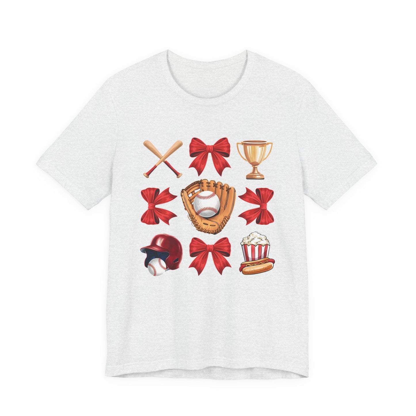 Baseball Icons Graphic Tee — Glove, Bat & Trophy Design
