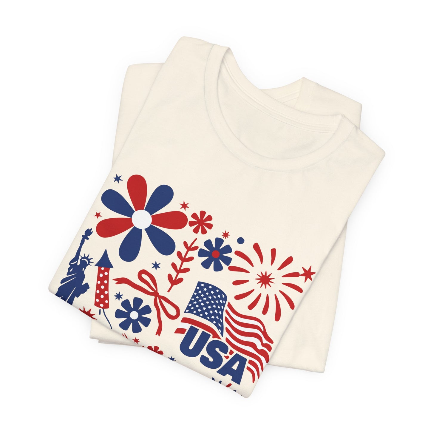 USA Patriotic T-Shirt – Fourth of July Fireworks & Liberty Graphic Tee
