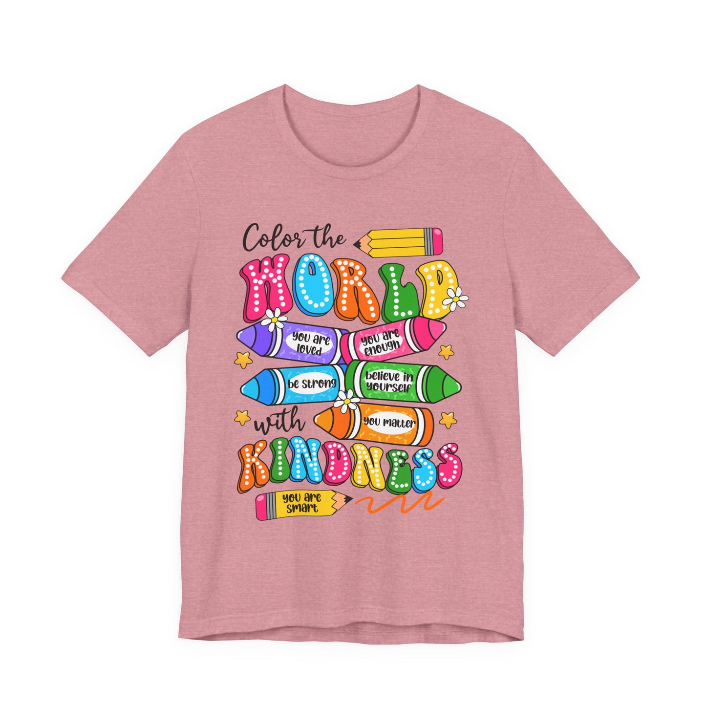 Color the World with Kindness T-Shirt — Kids & Teachers Positive Message Tee