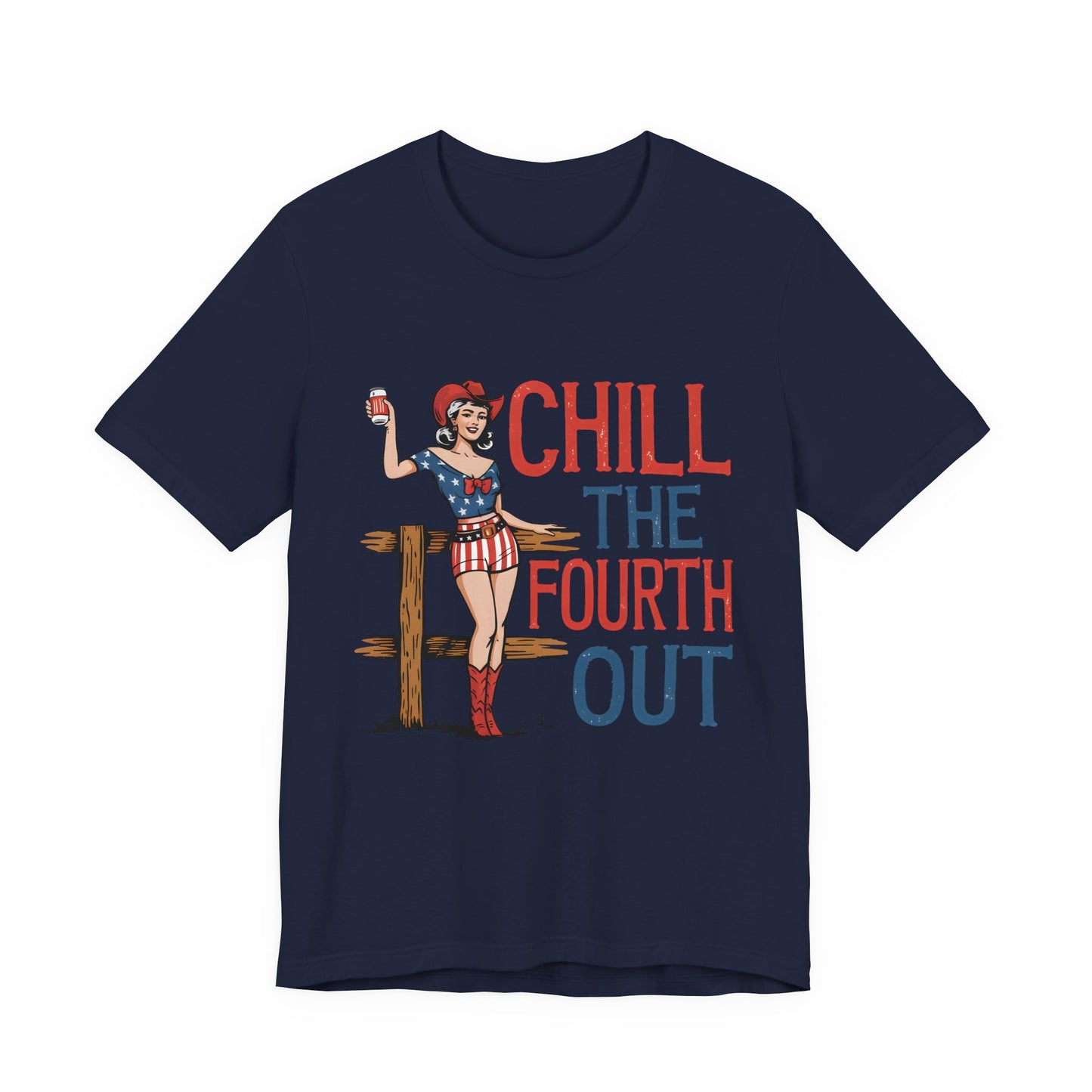 Fourth of July Tee - "Chill the Fourth Out" Vintage Pinup Patriotic Shirt