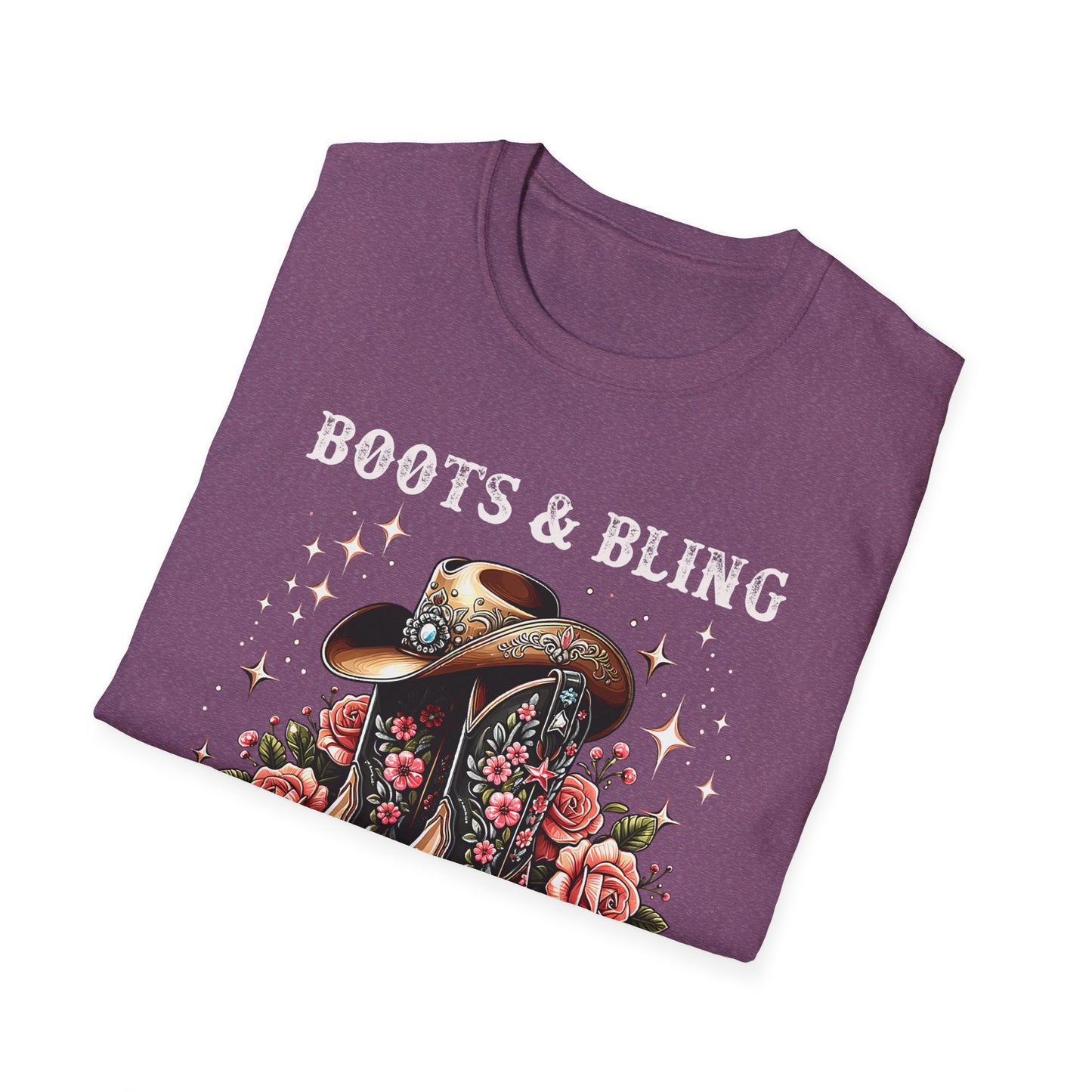 Cowgirl T-Shirt — "Boots & Bling" Floral Western Tee