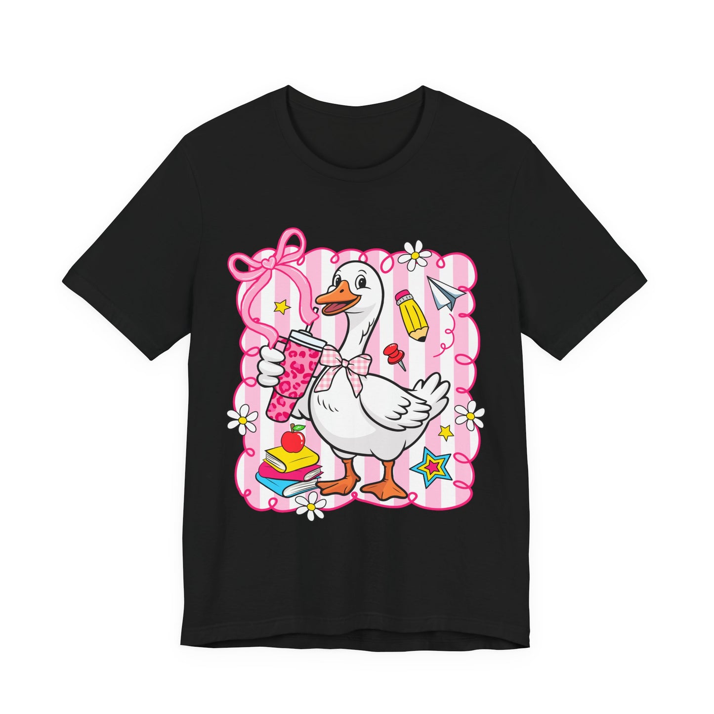 Cute Goose Graphic Tee — School Supplies Back-to-School T-Shirt