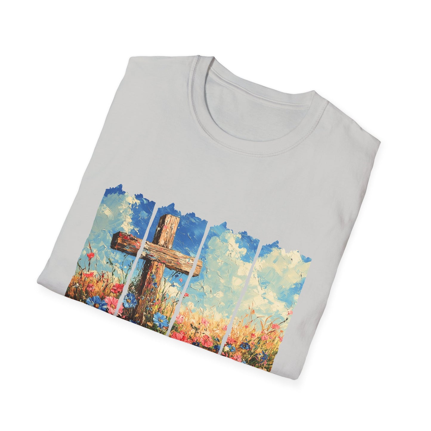 Cross and Flowers T-Shirt – Christian Faith Floral Graphic Tee (Acts 2:37)
