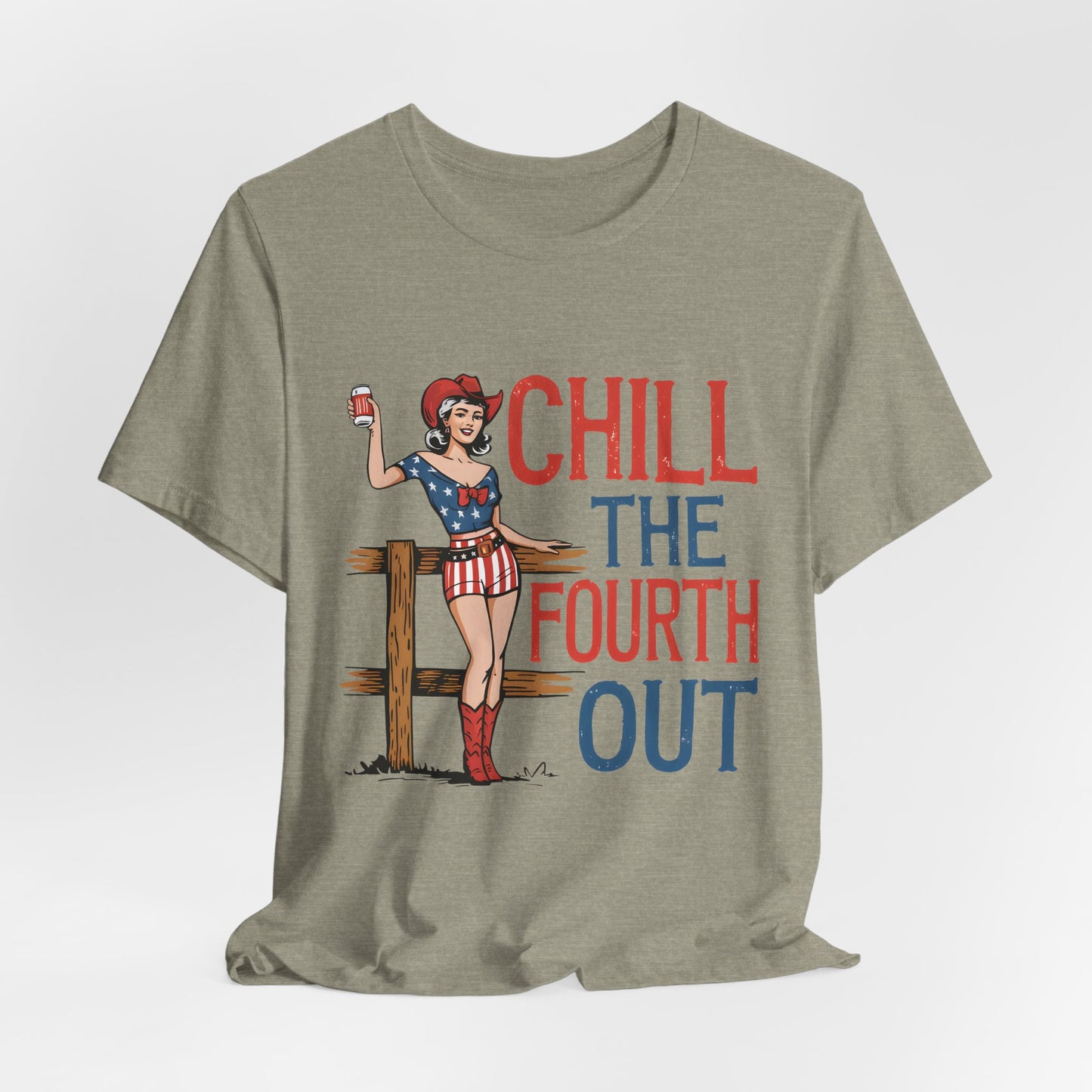 Fourth of July Tee - "Chill the Fourth Out" Vintage Pinup Patriotic Shirt