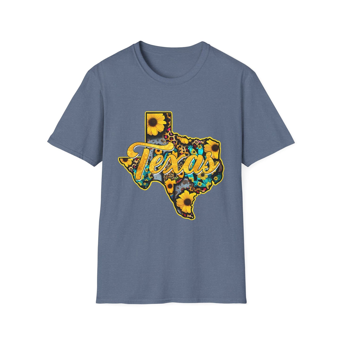 Texas Sunflower State T-Shirt — Floral Texas Map Graphic