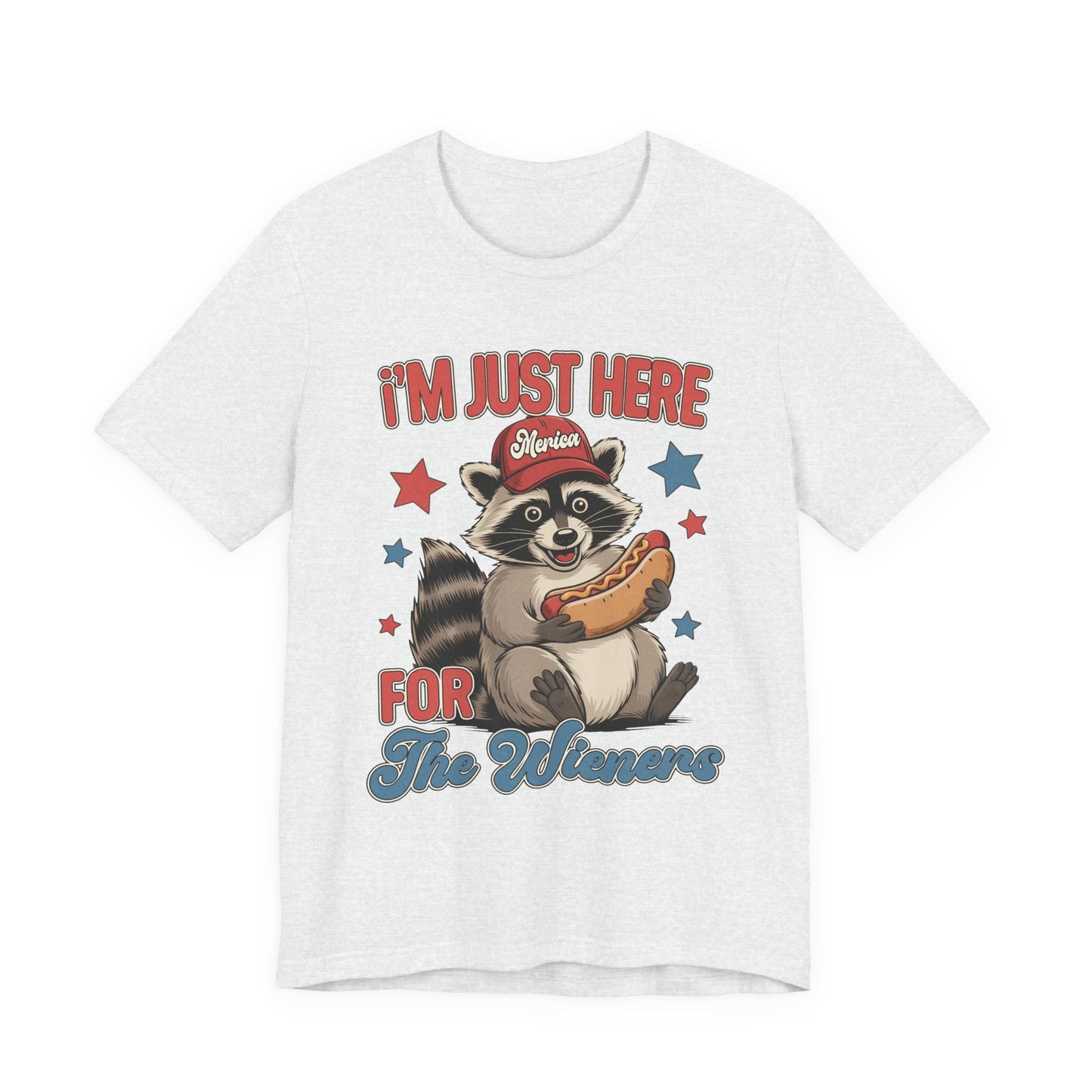 Patriotic Raccoon Hot Dog Tee — “I'm Just Here For The Winans” Graphic T-Shirt