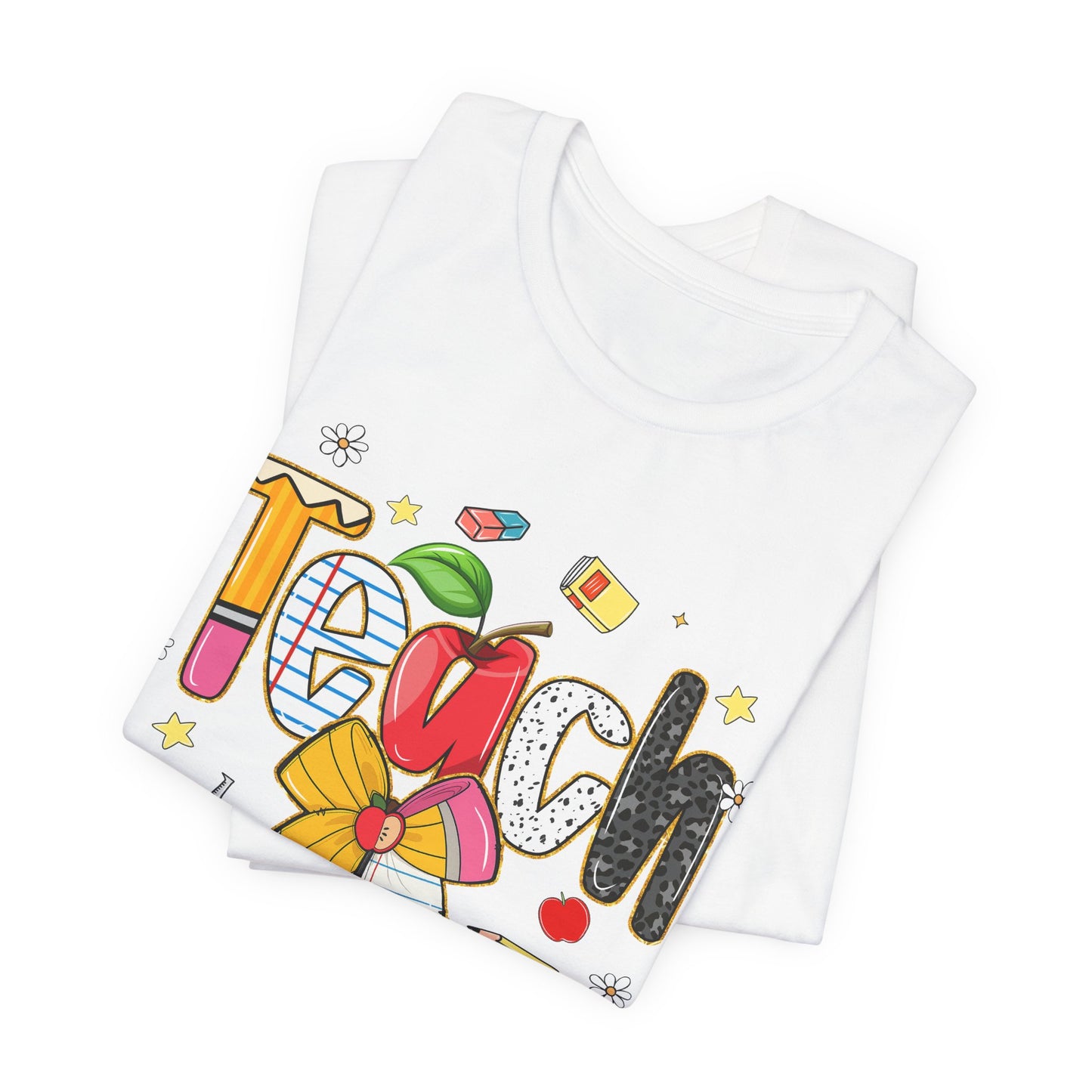 Teacher Floral Pencil Tee - "Teach" Cute School T-Shirt for Educators