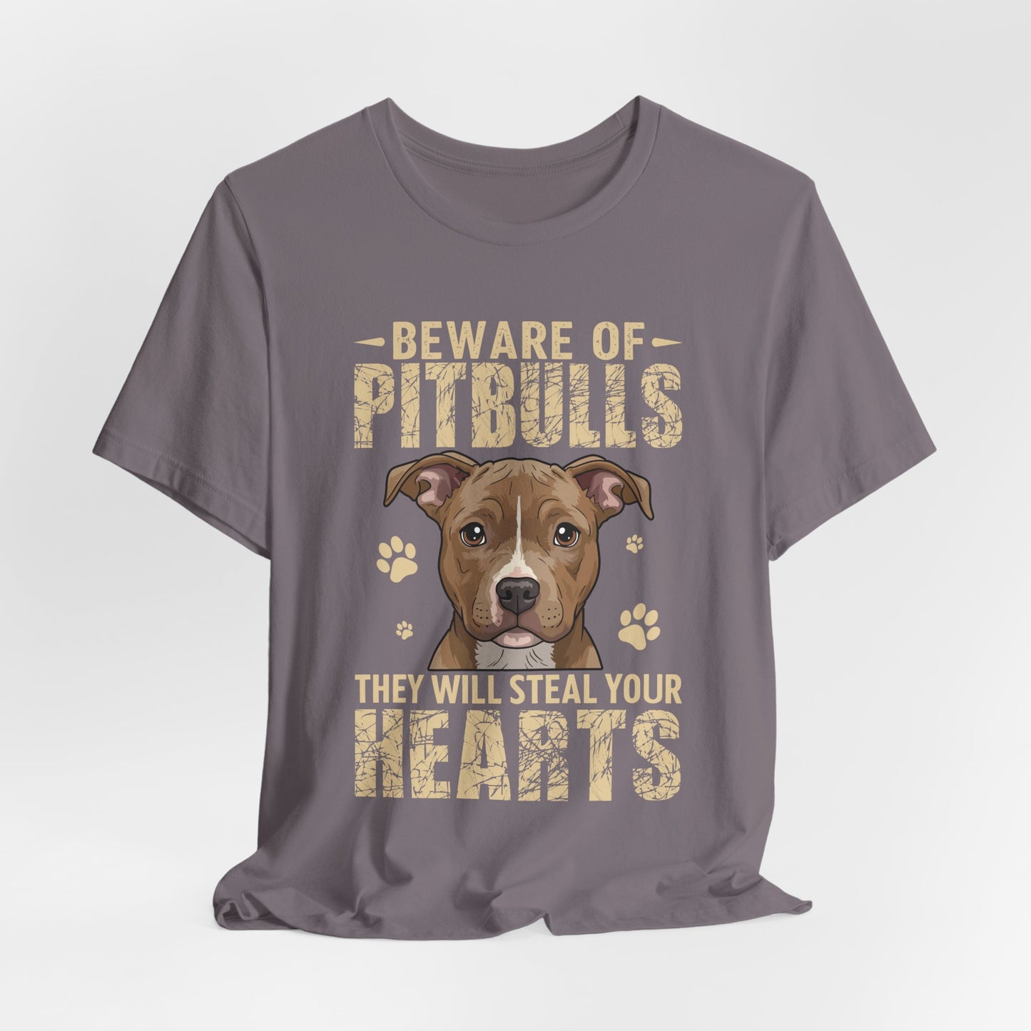 Pitbull Lover T-Shirt — "Beware of Pitbulls They Will Steal Your Hearts" Cute Dog Tee