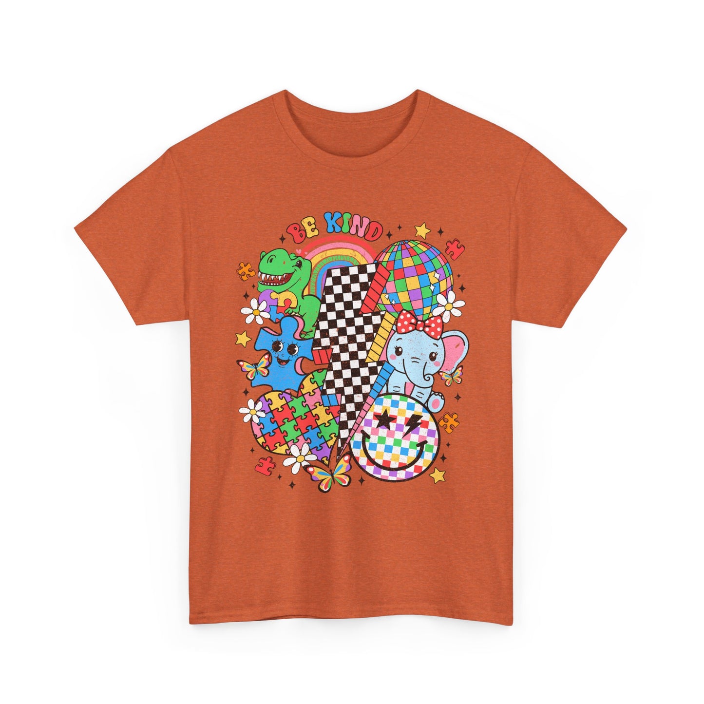 Puzzle Heart Tee — Colorful Autism Awareness Puzzle Pieces with Rainbow Animals