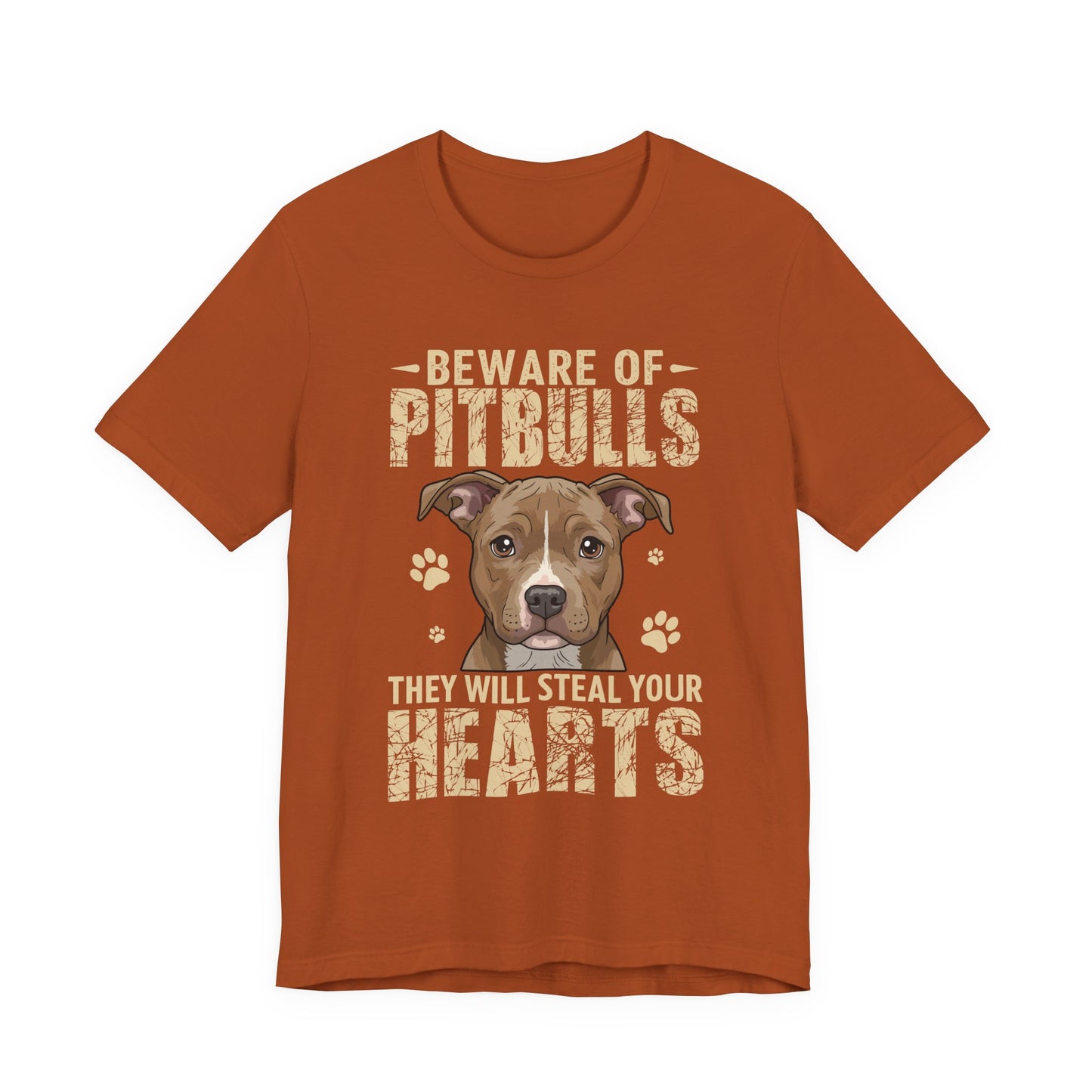 Pitbull Lover T-Shirt — "Beware of Pitbulls They Will Steal Your Hearts" Cute Dog Tee