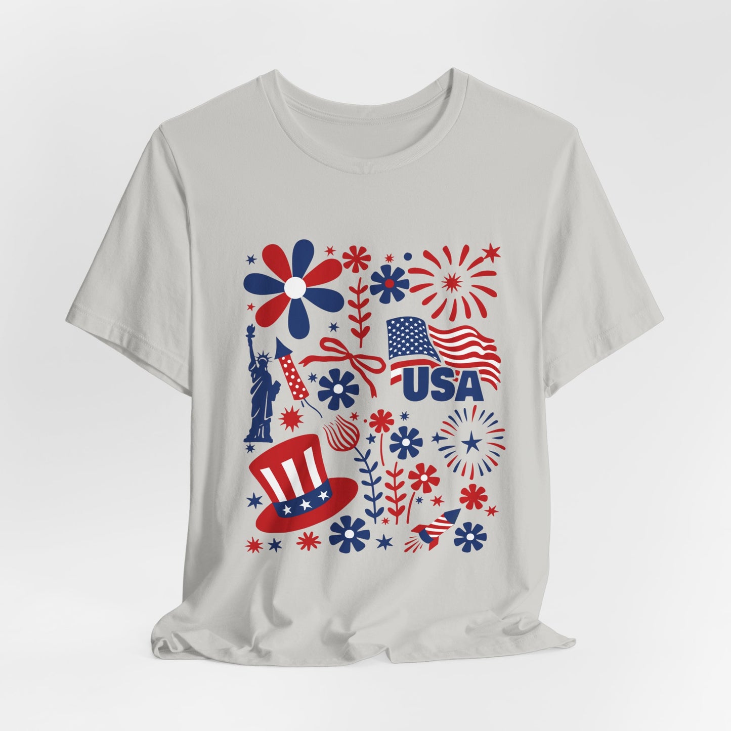 USA Patriotic T-Shirt – Fourth of July Fireworks & Liberty Graphic Tee