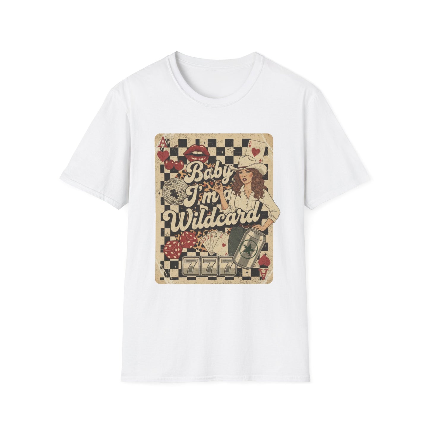 Wildcard Casino Graphic T-Shirt — "Baby I’m a Wildcard" Retro Pinup Tee
