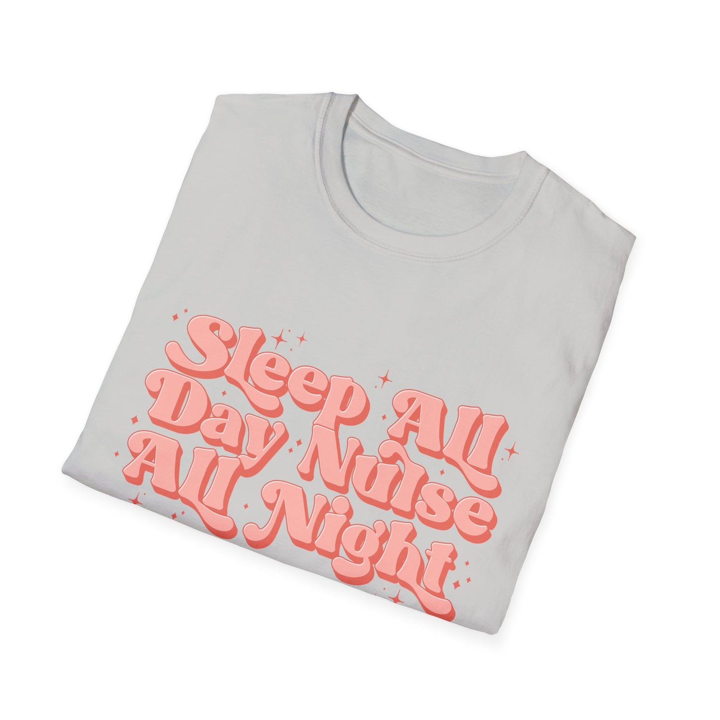 Sleep All Day Nurse All Night T-Shirt — Cute Retro Nurse Tee for Healthcare Workers