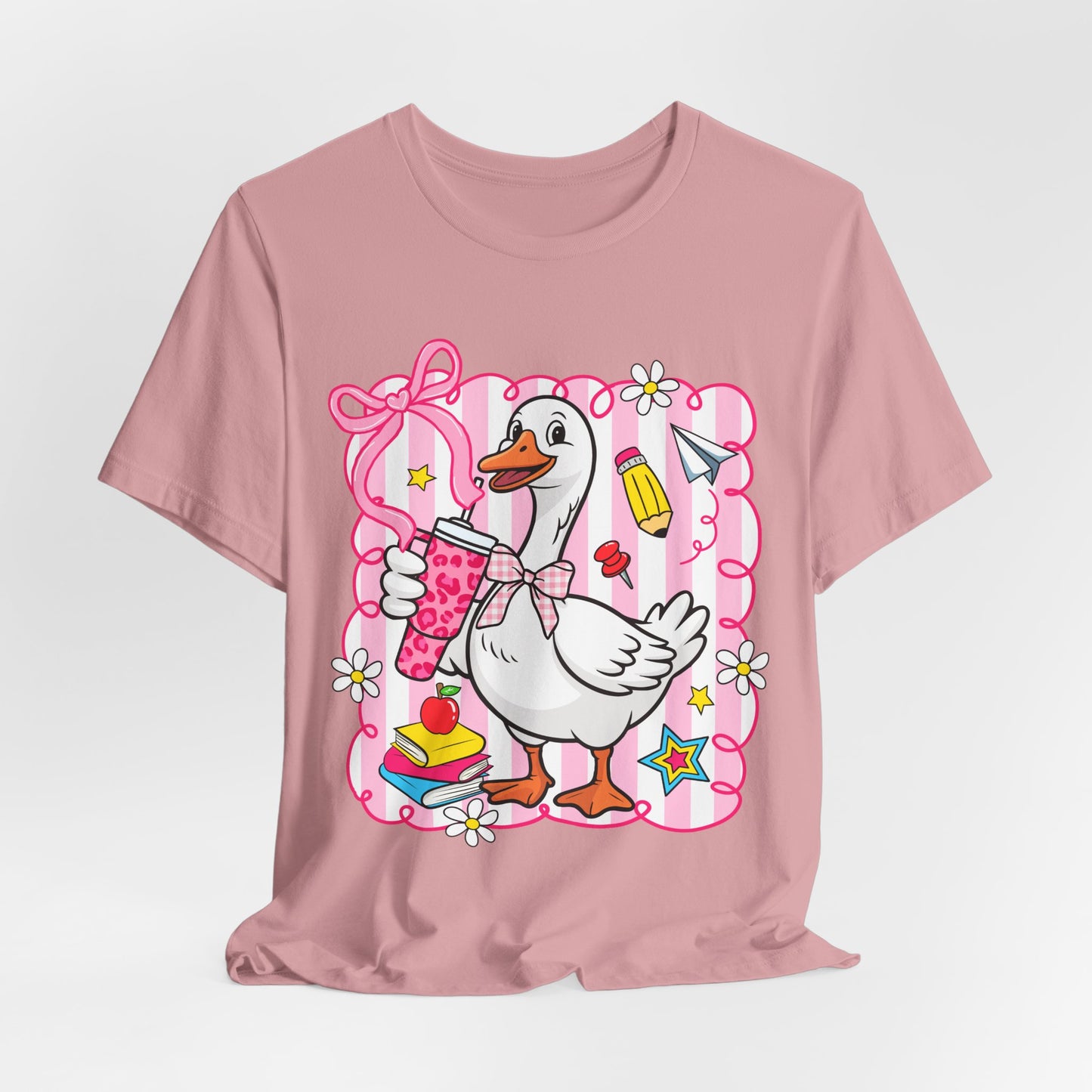 Cute Goose Graphic Tee — School Supplies Back-to-School T-Shirt