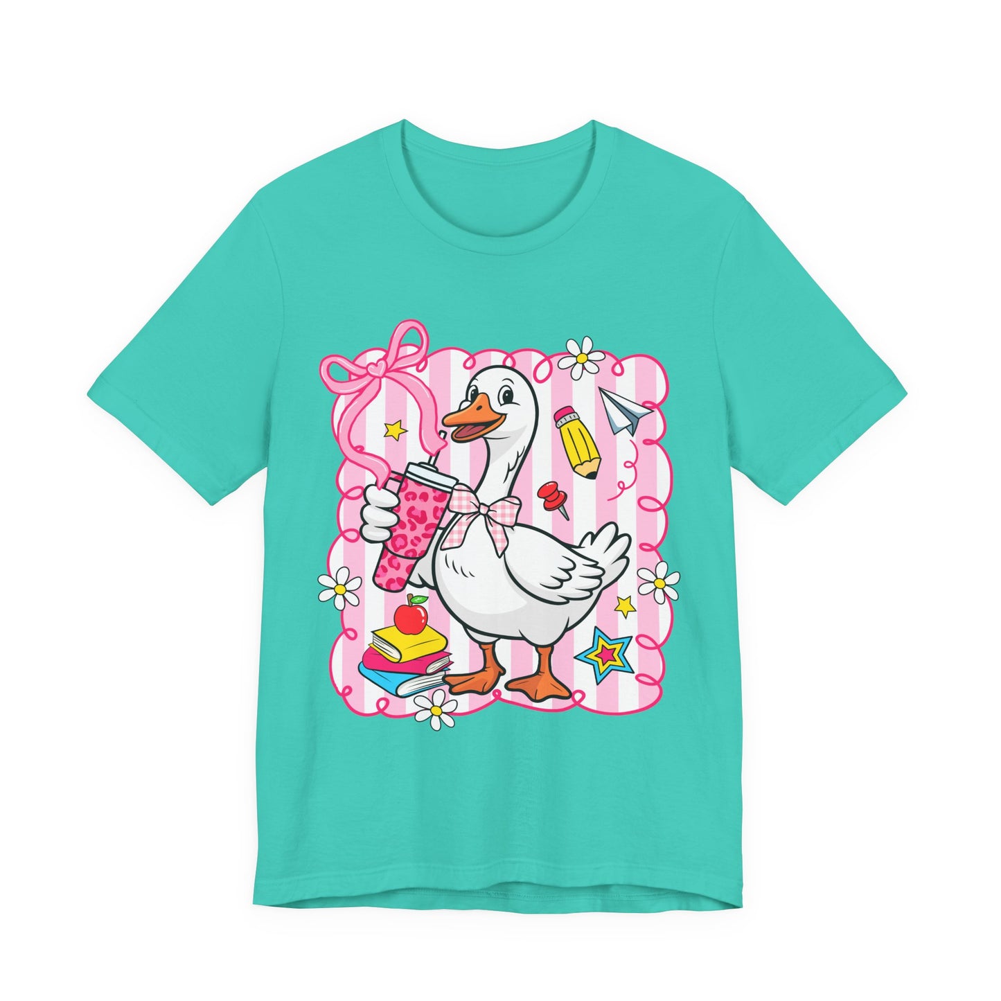 Cute Goose Graphic Tee — School Supplies Back-to-School T-Shirt
