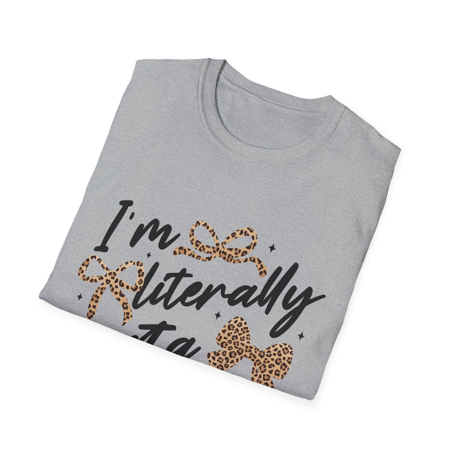 Teacher Graphic Tee — "I'm Literally Just a Teacher" Leopard Bow