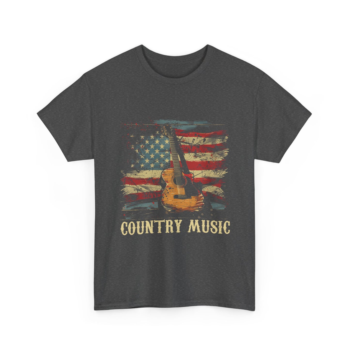 Country Music Guitar Tee — Vintage American Flag Acoustic Shirt