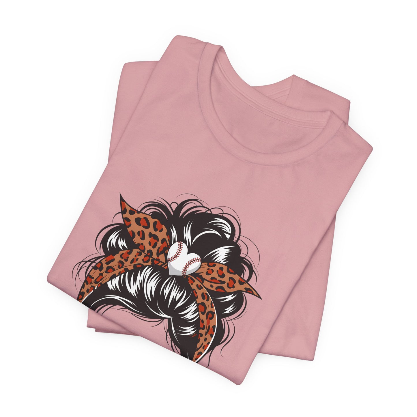 Baseball Mom Graphic Tee — Leopard Hairbow, Sunnies & "Baseball Mom" Text
