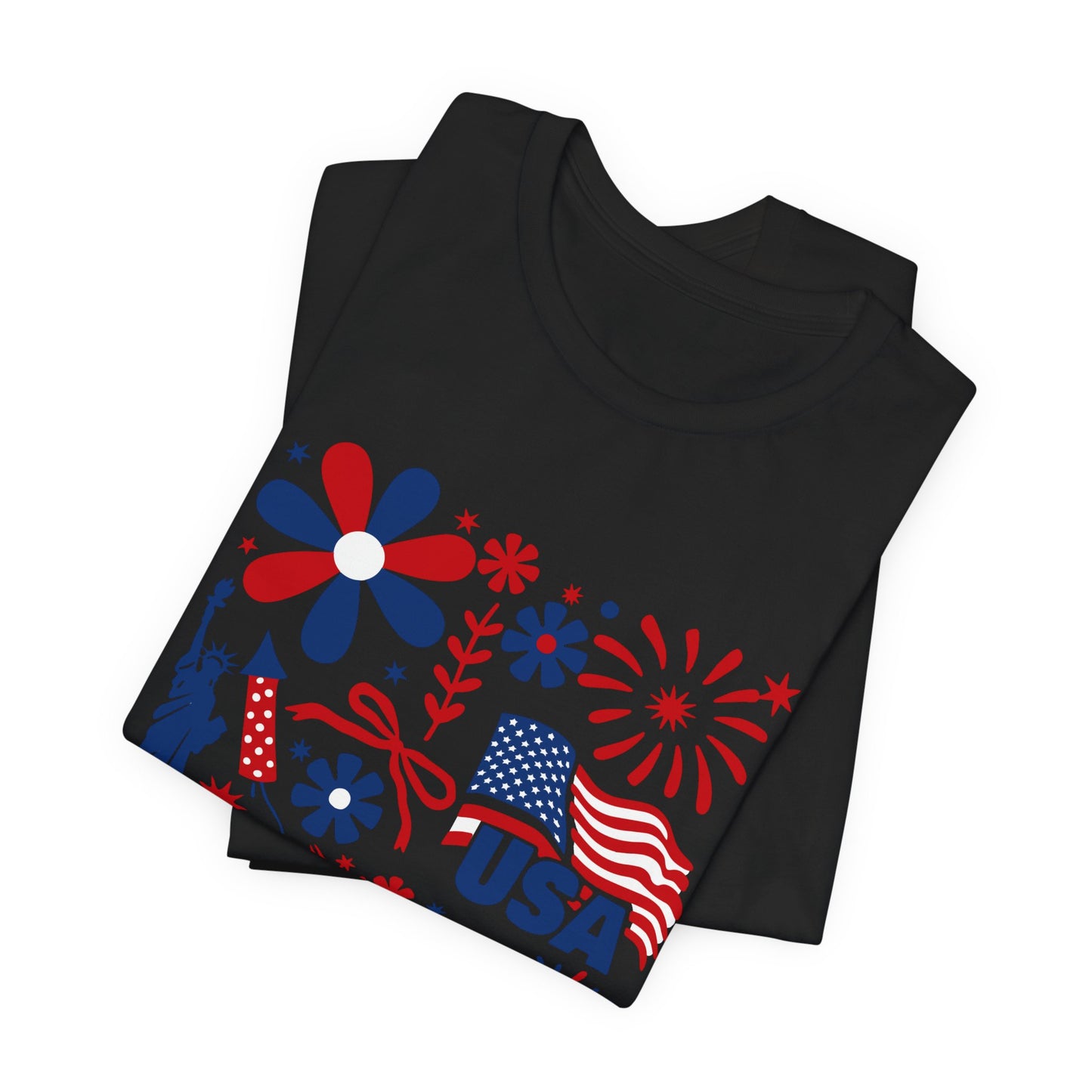 USA Patriotic T-Shirt – Fourth of July Fireworks & Liberty Graphic Tee
