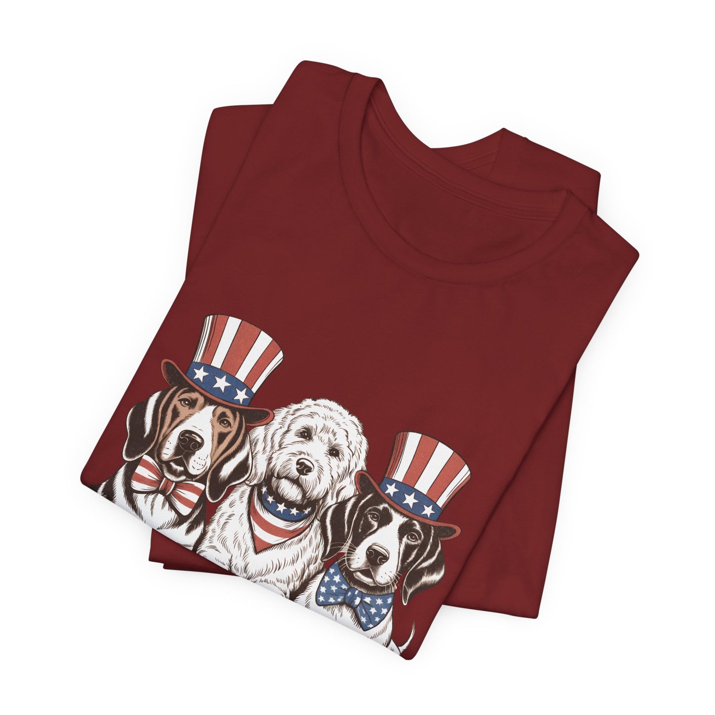 Patriotic Puppies T-Shirt — 4th of July Dog Tee with Uncle Sam Hats