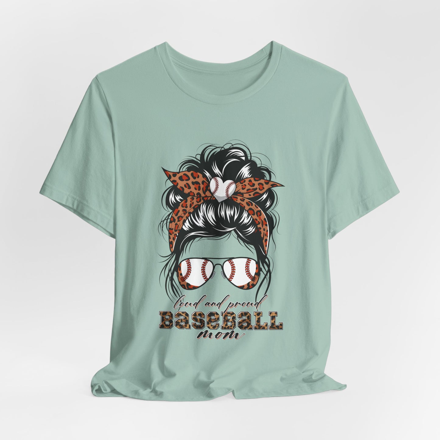 Baseball Mom Graphic Tee — Leopard Hairbow, Sunnies & "Baseball Mom" Text