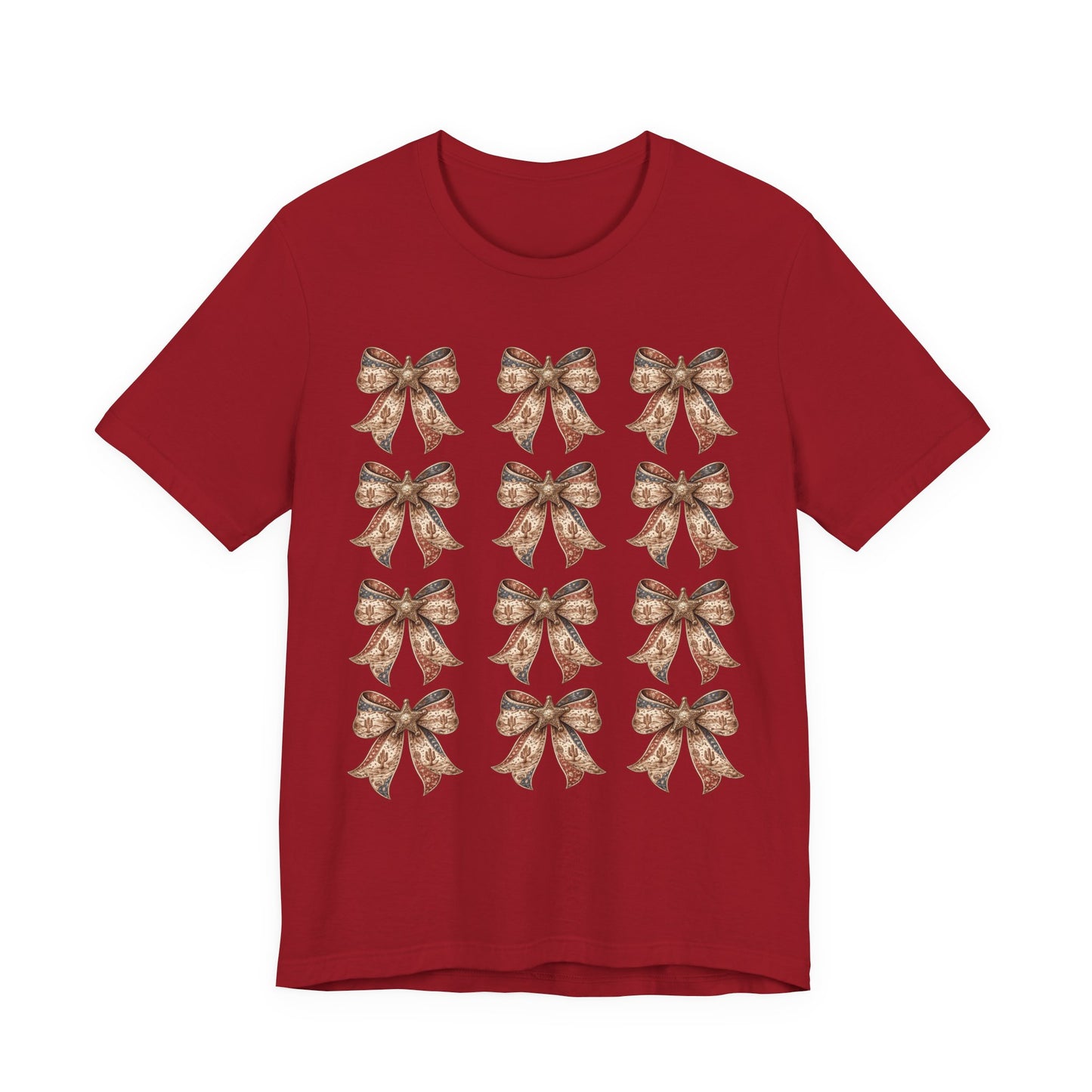 Bow Pattern Tee — Vintage Floral Ribbon Graphic Shirt