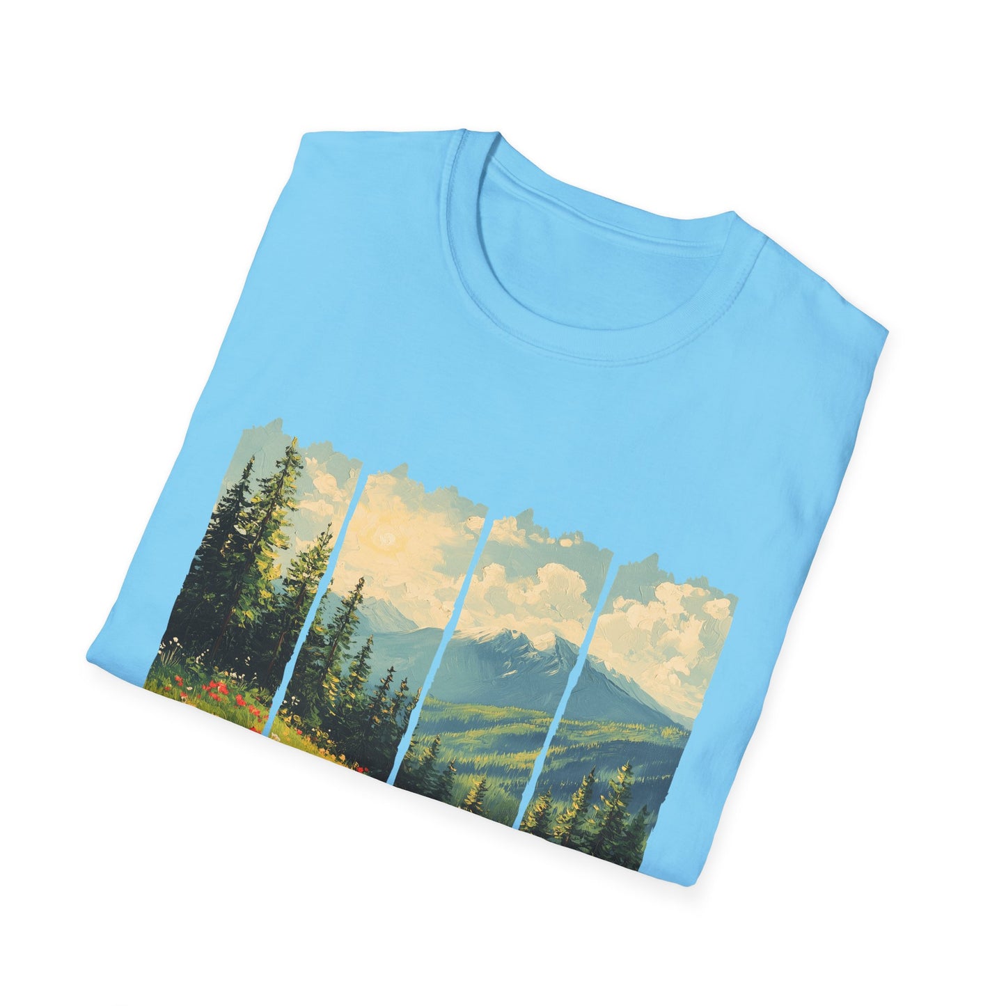 Mountain Meadow T-Shirt — Scenic Landscape Panel Tee