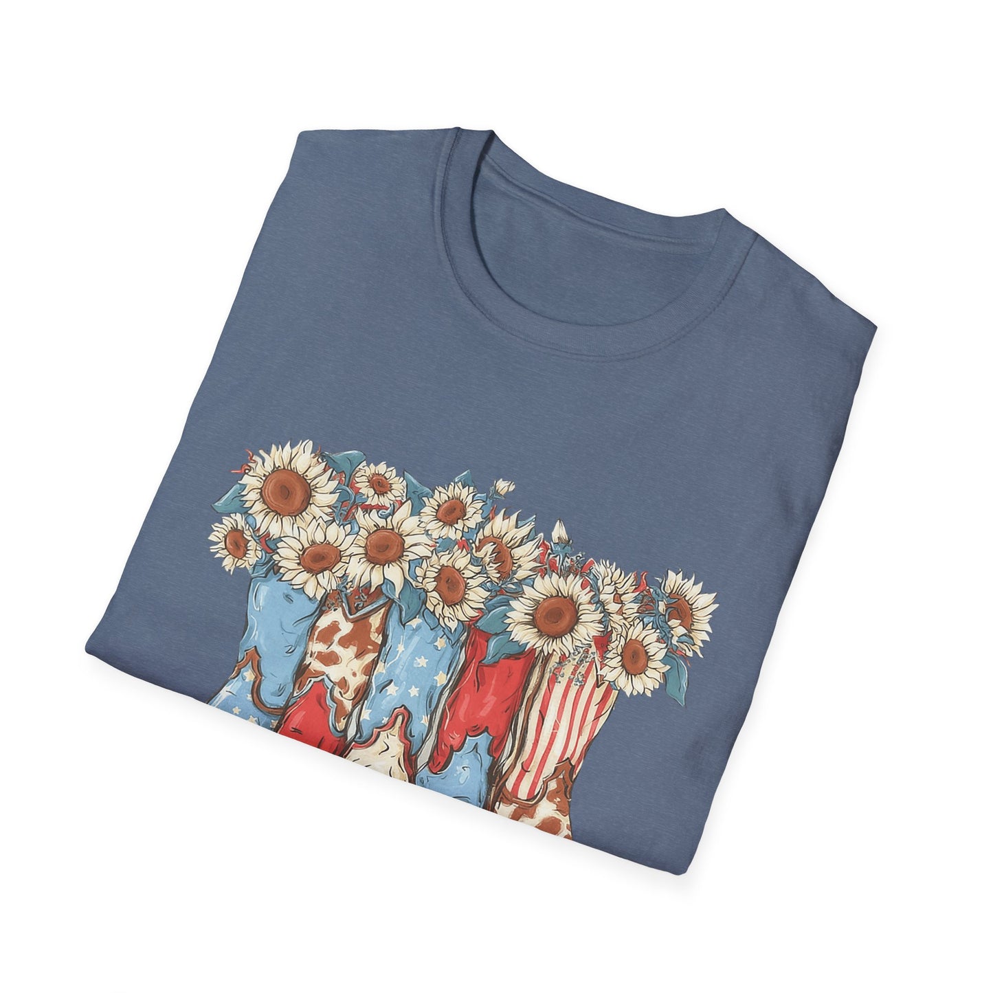 Patriotic Sunflower Cowboy Boots T-Shirt